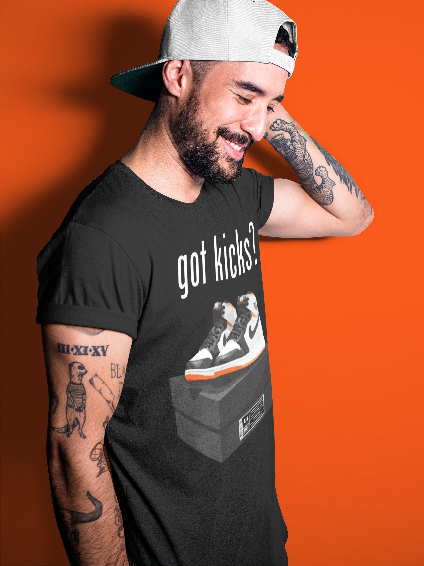 Jordan 1 Electro Orange Sneaker Matching T-Shirt Got Kicks Sneaker Tees Jordan 1 Electro Orange Sneaker Release Tees Crew Neck Tees