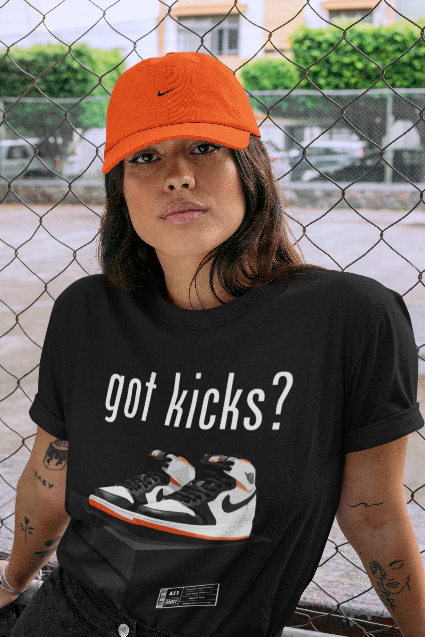 Jordan 1 Electro Orange Sneaker Matching T-Shirt Got Kicks Sneaker Tees Jordan 1 Electro Orange Sneaker Release Tees Crew Neck Tees