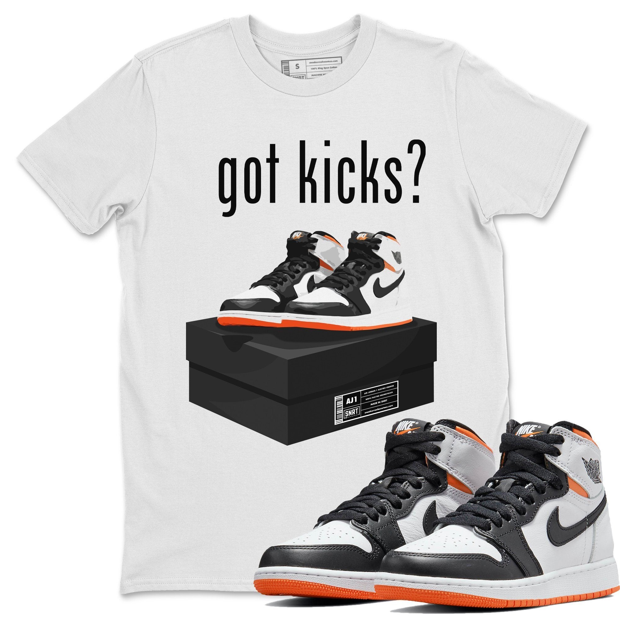 Jordan 1 Electro Orange Sneaker Matching T-Shirt Got Kicks Sneaker Tees Jordan 1 Electro Orange Sneaker Release Tees Crew Neck Tees