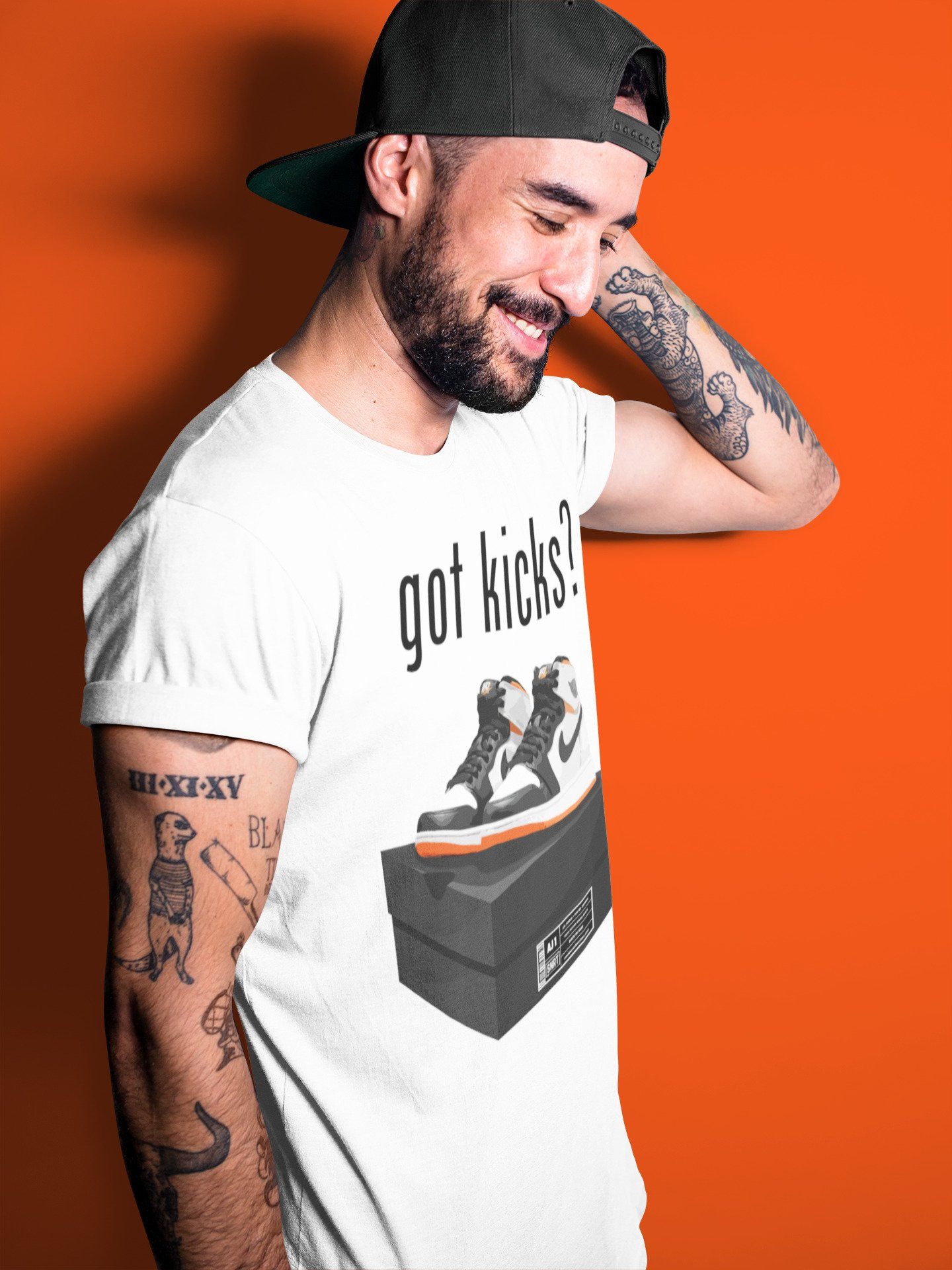 Jordan 1 Electro Orange Sneaker Matching T-Shirt Got Kicks Sneaker Tees Jordan 1 Electro Orange Sneaker Release Tees Crew Neck Tees