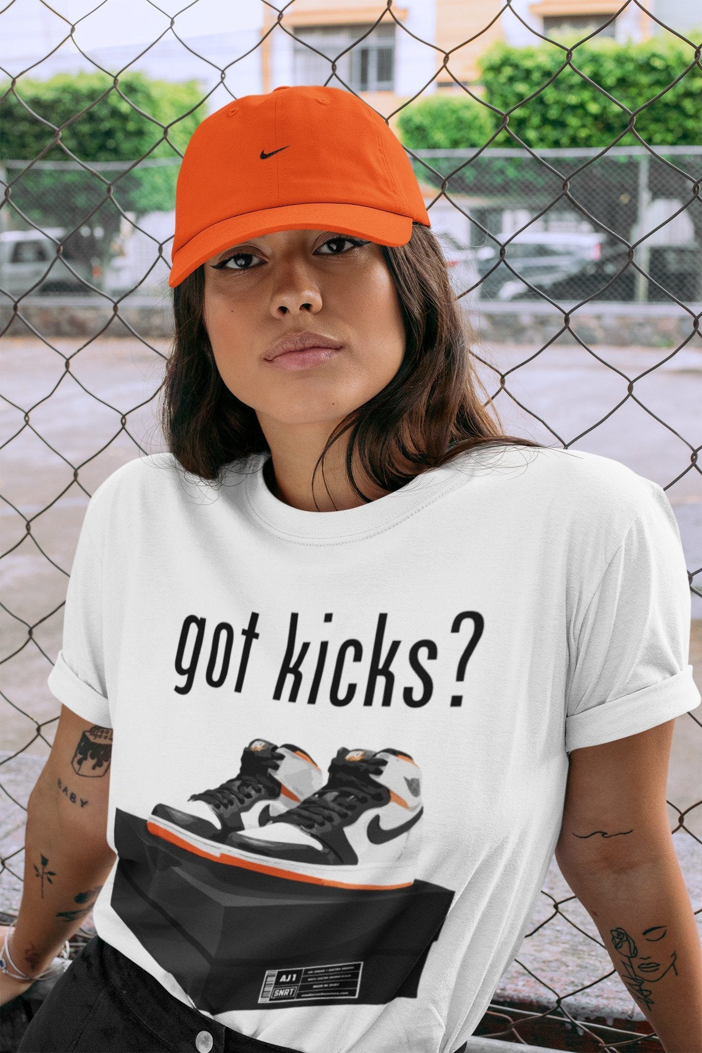 Jordan 1 Electro Orange Sneaker Matching T-Shirt Got Kicks Sneaker Tees Jordan 1 Electro Orange Sneaker Release Tees Crew Neck Tees