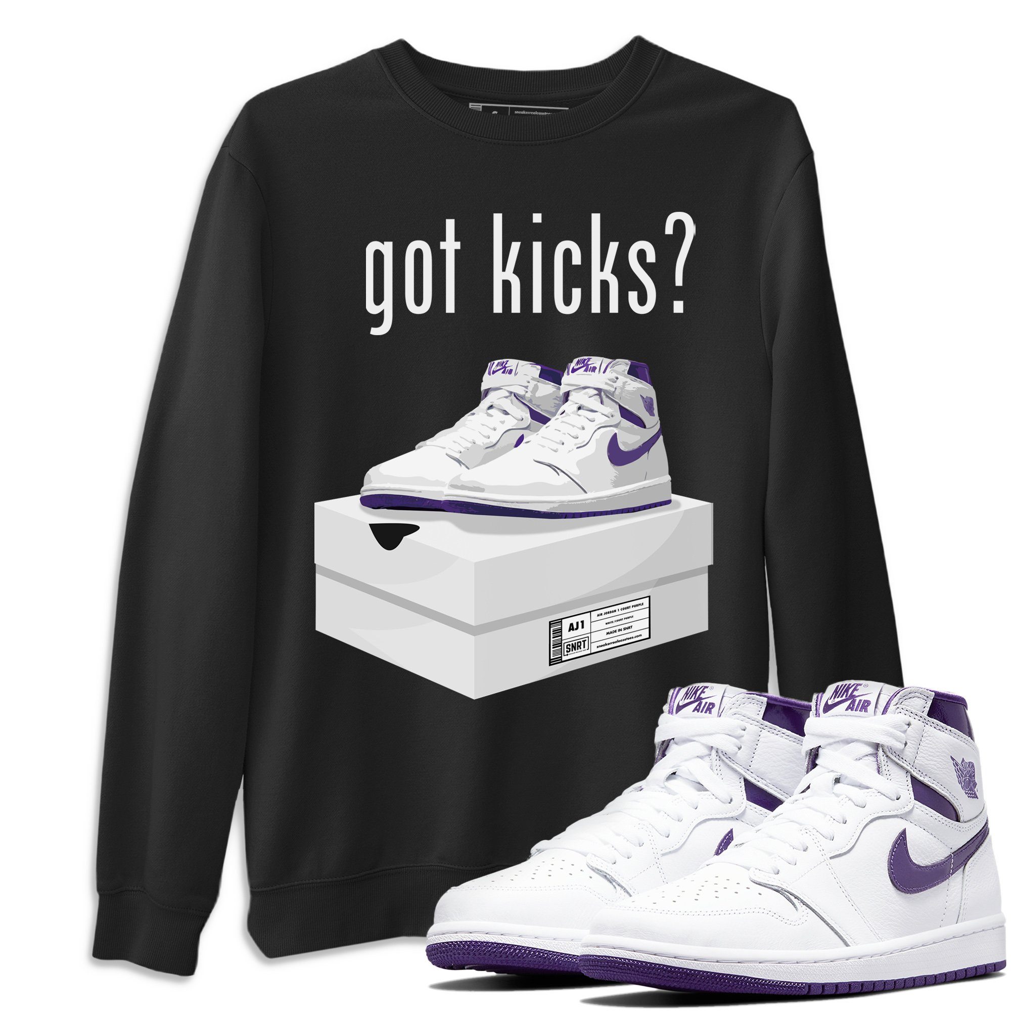 Jordan 1 WMNS Court Purple Shirt To Match Jordans Got Kicks Sneaker Tees Jordan 1 WMNS Court Purple Drip Gear Zone Sneaker Matching Clothing Unisex Shirts