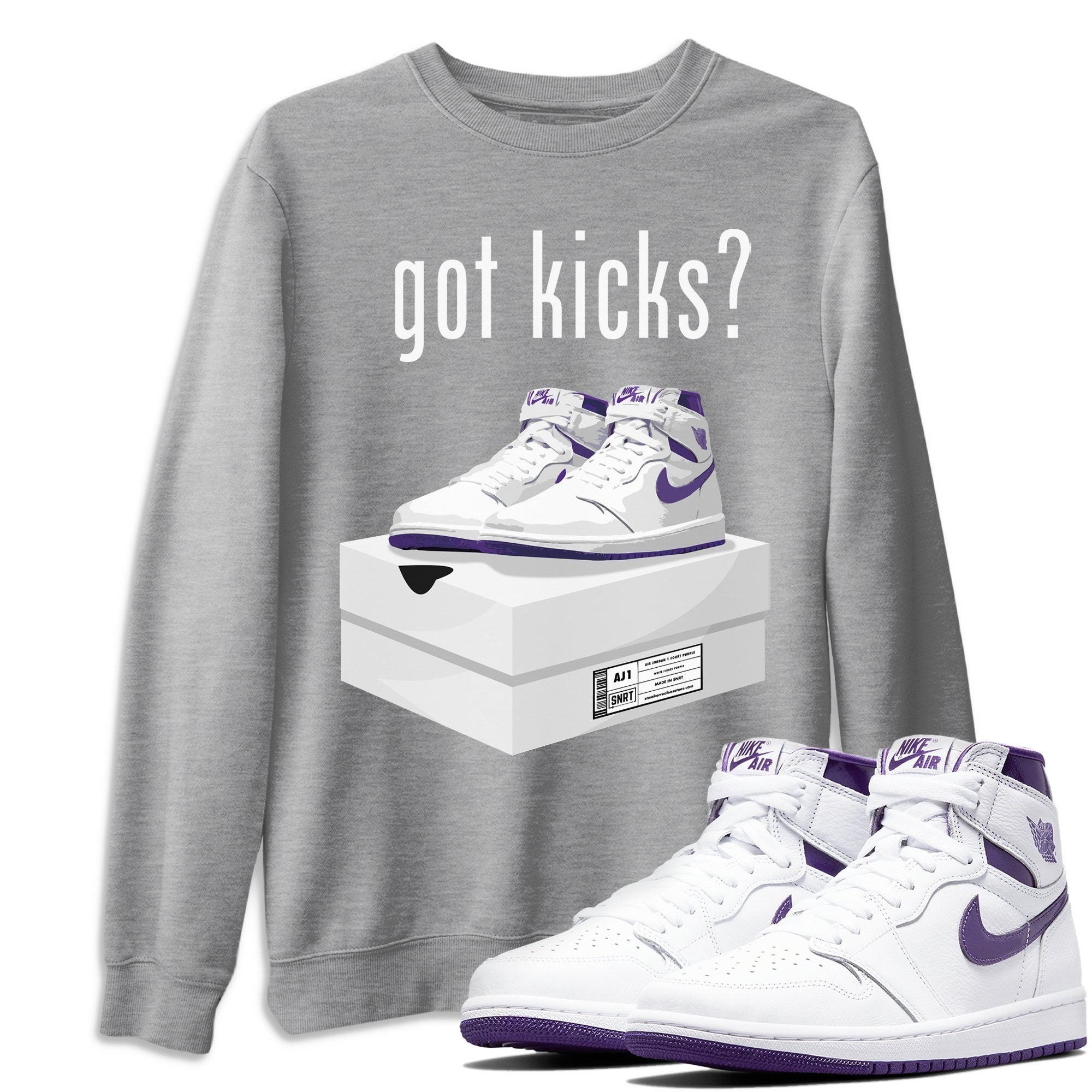 Jordan 1 WMNS Court Purple Shirt To Match Jordans Got Kicks Sneaker Tees Jordan 1 WMNS Court Purple Drip Gear Zone Sneaker Matching Clothing Unisex Shirts