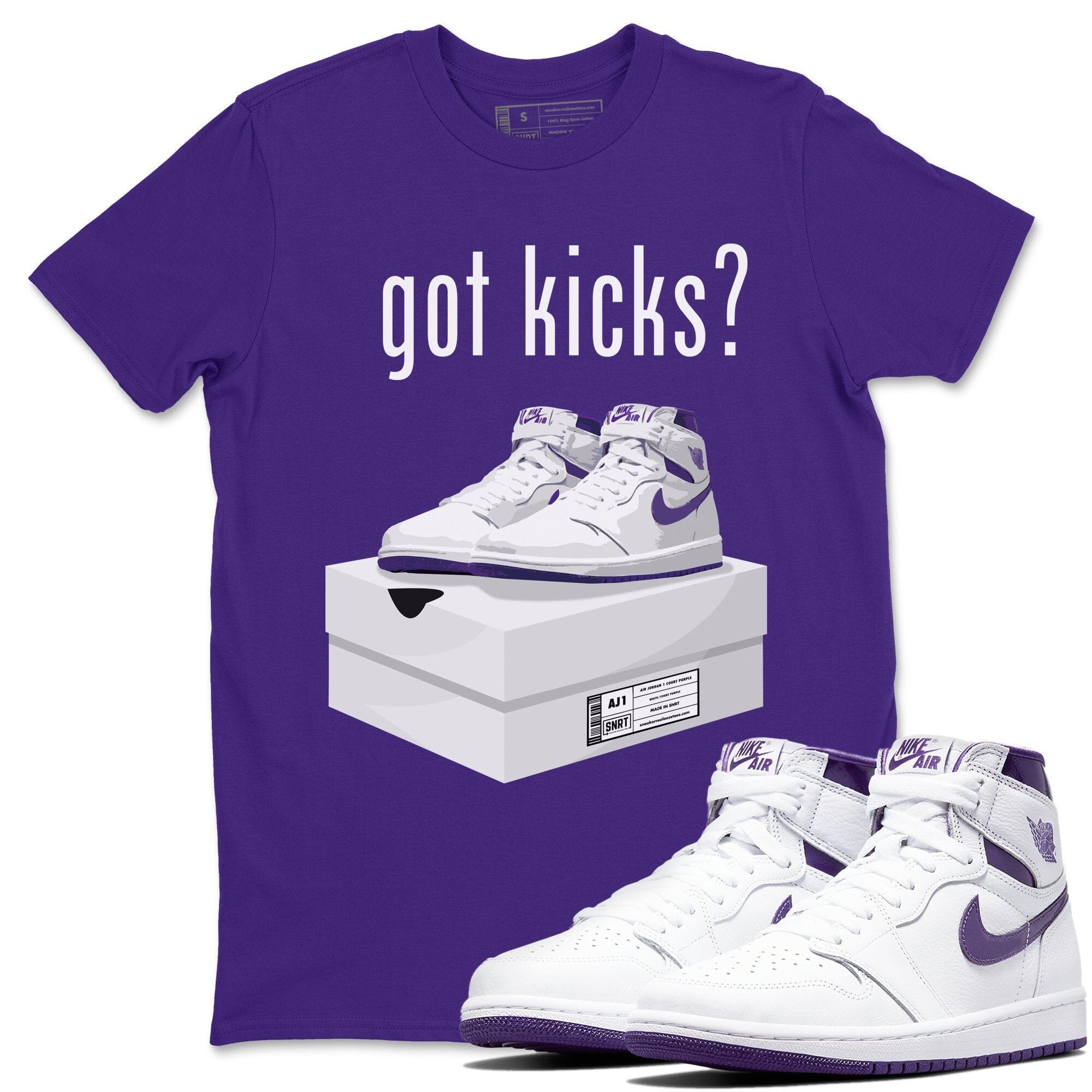 Jordan 1 WMNS Court Purple Shirt To Match Jordans Got Kicks Sneaker Tees Jordan 1 WMNS Court Purple Drip Gear Zone Sneaker Matching Clothing Unisex Shirts
