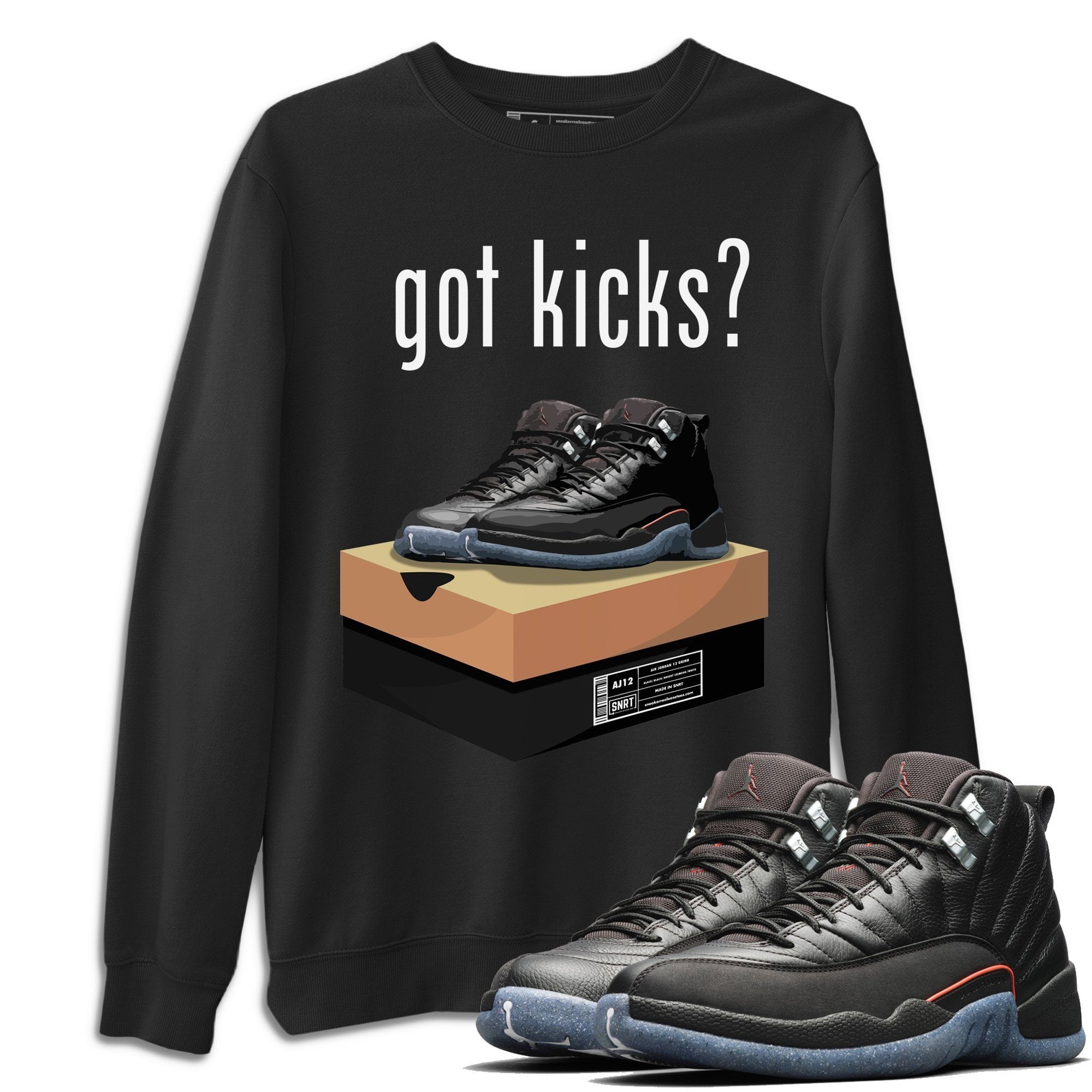 Jordan 12 Grind Sneaker Matching T-Shirt Got Kicks Sneaker Tees Jordan 12 Grind Sneaker Release Tees Crew Neck Tees