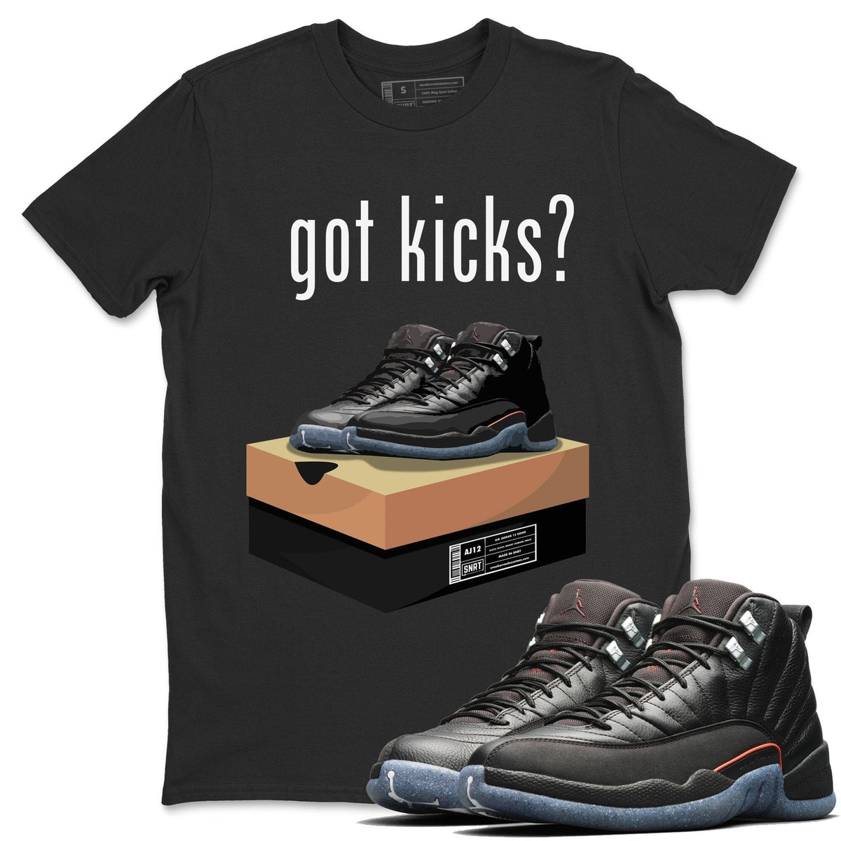 Jordan 12 Grind Sneaker Matching T-Shirt Got Kicks Sneaker Tees Jordan 12 Grind Sneaker Release Tees Crew Neck Tees