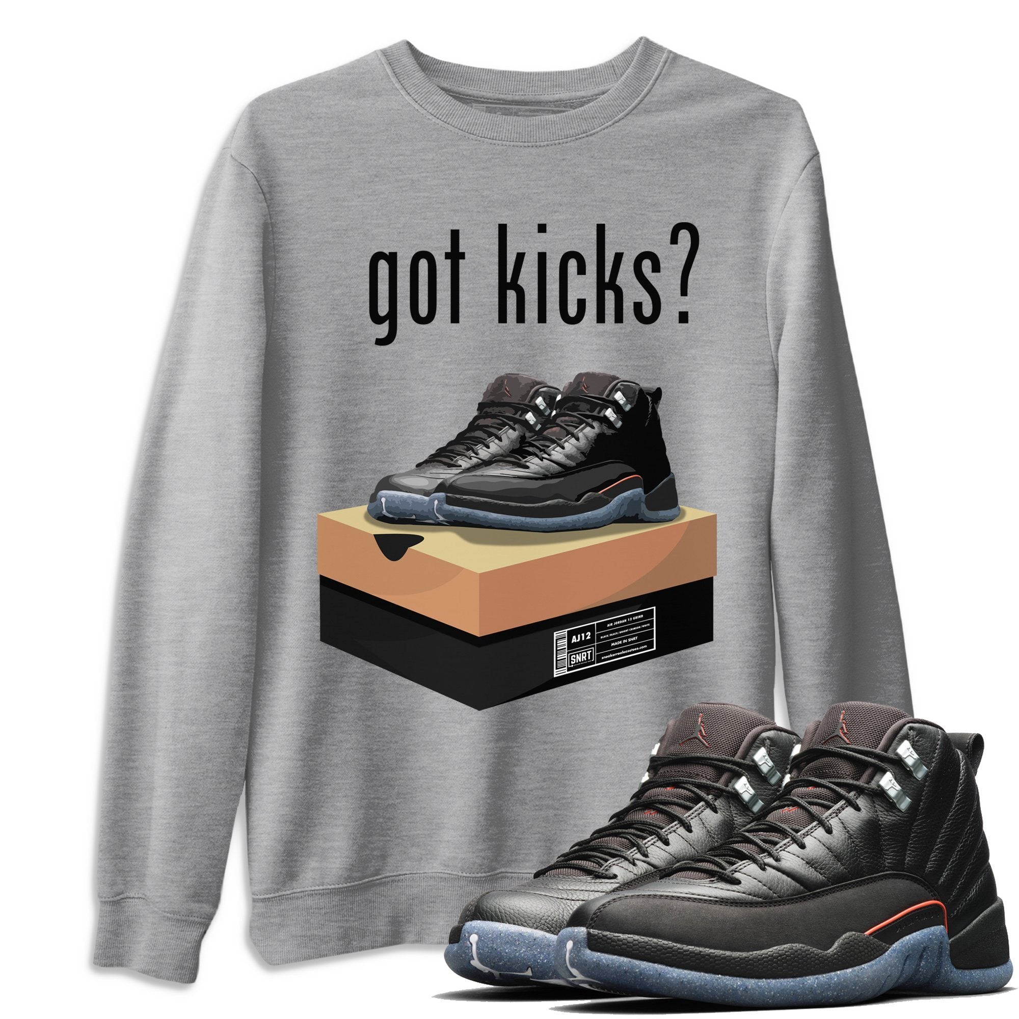 Jordan 12 Grind Sneaker Matching T-Shirt Got Kicks Sneaker Tees Jordan 12 Grind Sneaker Release Tees Crew Neck Tees