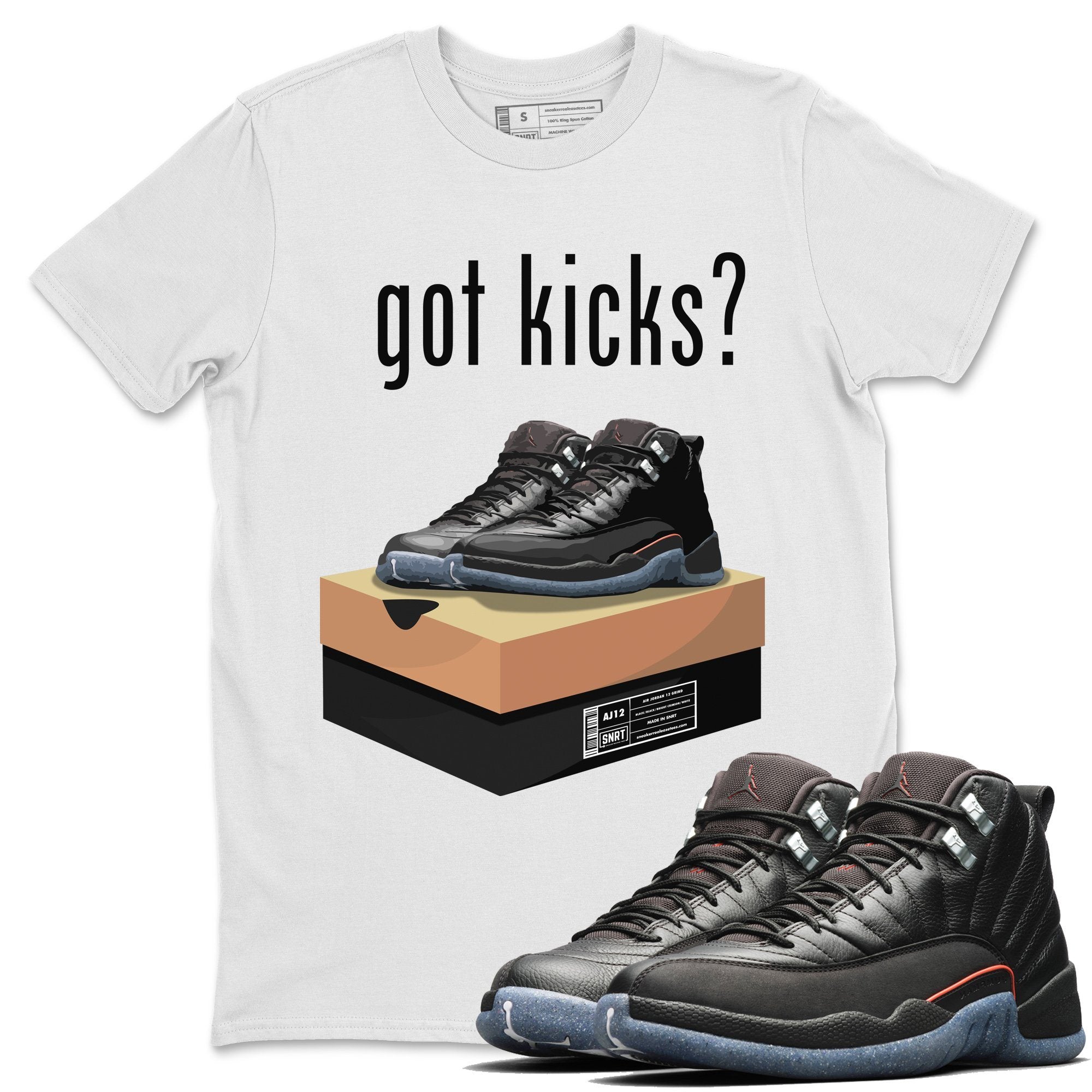 Jordan 12 Grind Sneaker Matching T-Shirt Got Kicks Sneaker Tees Jordan 12 Grind Sneaker Release Tees Crew Neck Tees