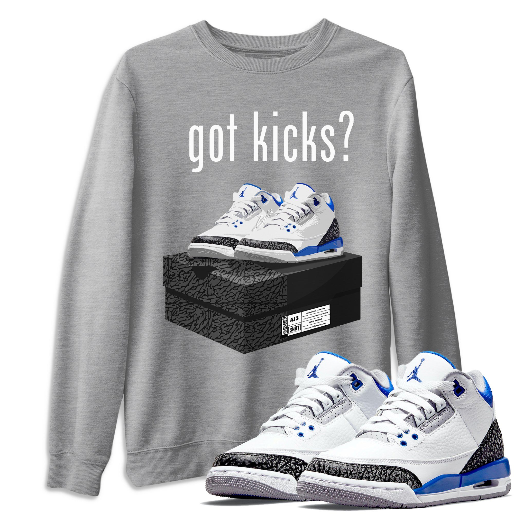 Jordan 3 Racer Blue Shirt To Match Jordans Got Kicks Sneaker Tees Jordan 3 Racer Blue Drip Gear Zone Sneaker Matching Clothing Unisex Shirts