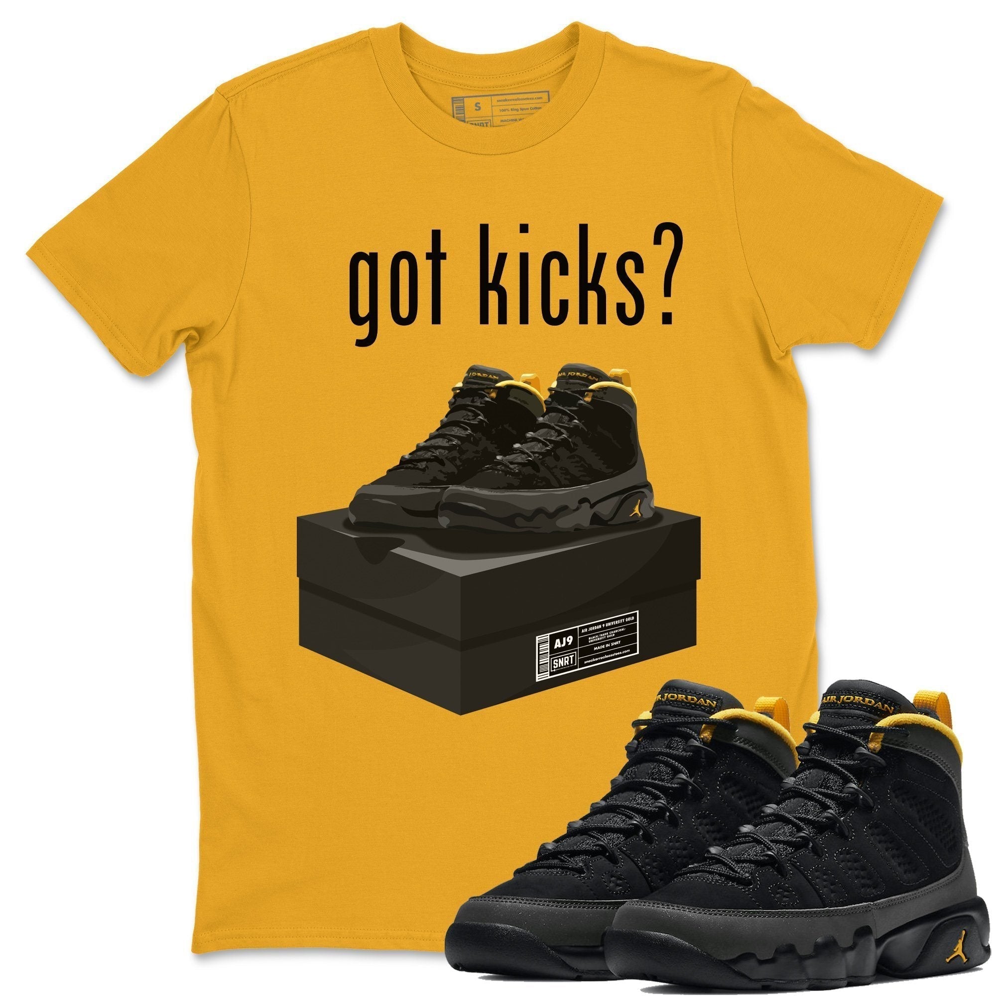 Jordan 9 University Gold Shirt To Match Jordans Got Kicks Sneaker Tees Jordan 9 University Gold Drip Gear Zone Sneaker Matching Clothing Unisex Shirts