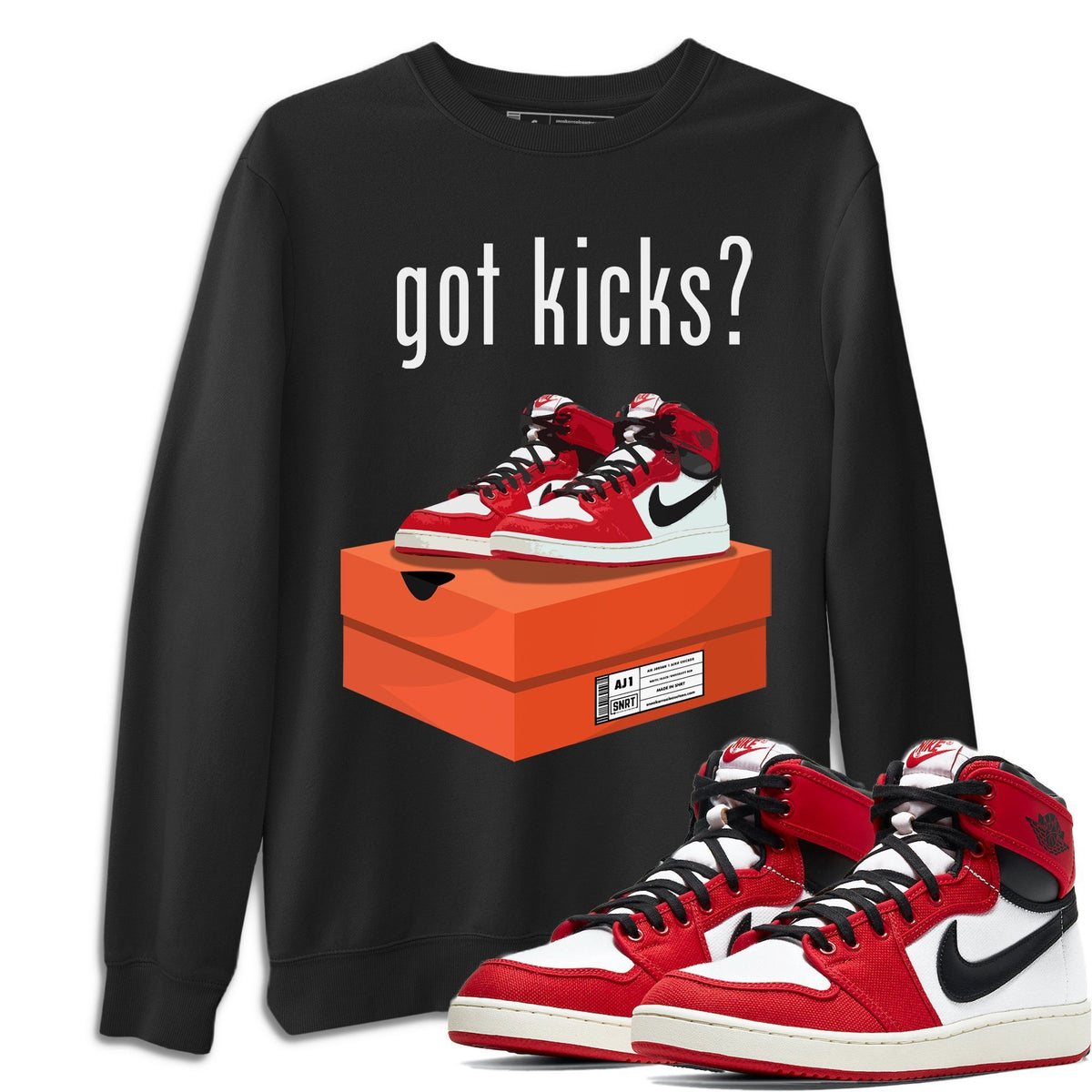 Jordan 1 Chicago Sneaker Matching T-Shirt Got Kicks Sneaker Tees Jordan 1 Chicago Sneaker Release Tees Crew Neck Tees
