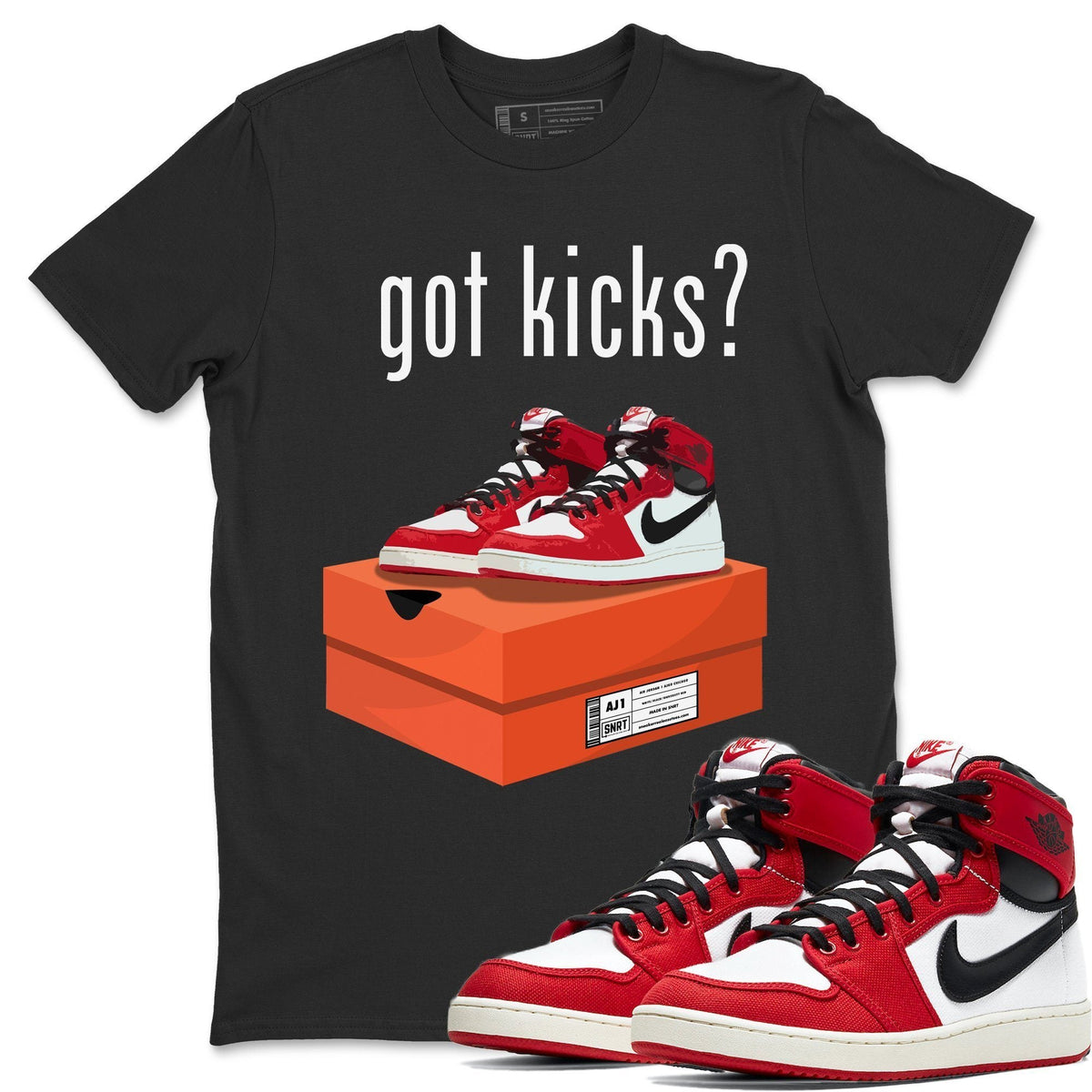 Jordan 1 Chicago Sneaker Matching T-Shirt Got Kicks Sneaker Tees Jordan 1 Chicago Sneaker Release Tees Crew Neck Tees