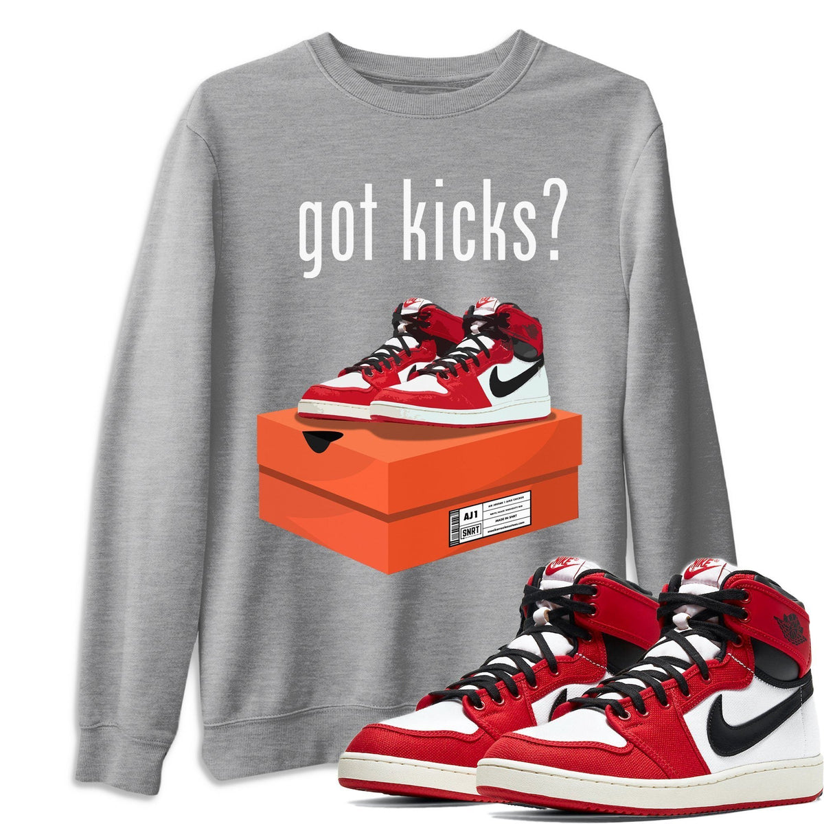 Jordan 1 Chicago Sneaker Matching T-Shirt Got Kicks Sneaker Tees Jordan 1 Chicago Sneaker Release Tees Crew Neck Tees