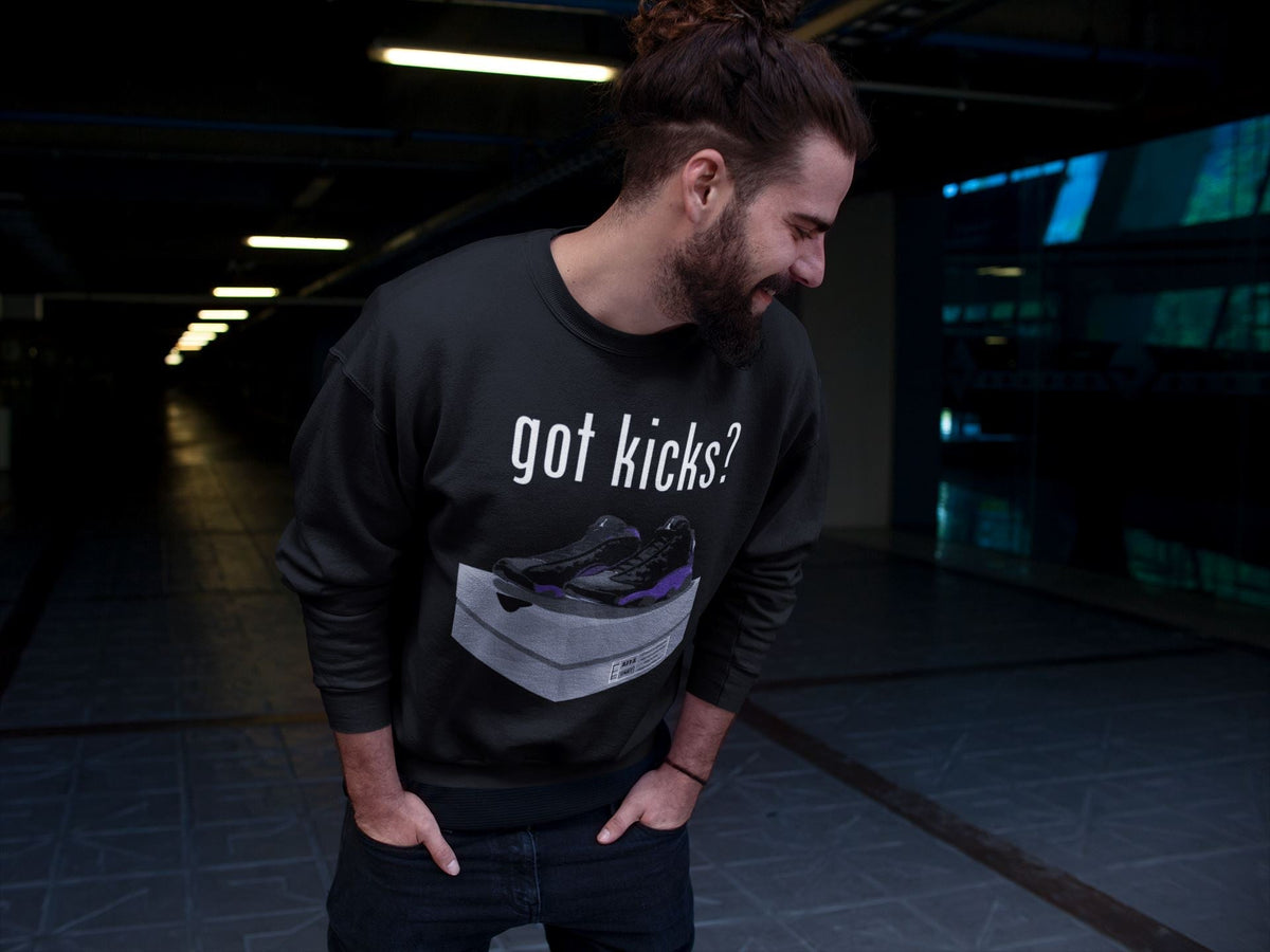 Jordan 13 Court Purple Sneaker Matching T-Shirt Got Kicks Sneaker Tees Jordan 13 Court Purple Sneaker Release Tees Crew Neck Tees