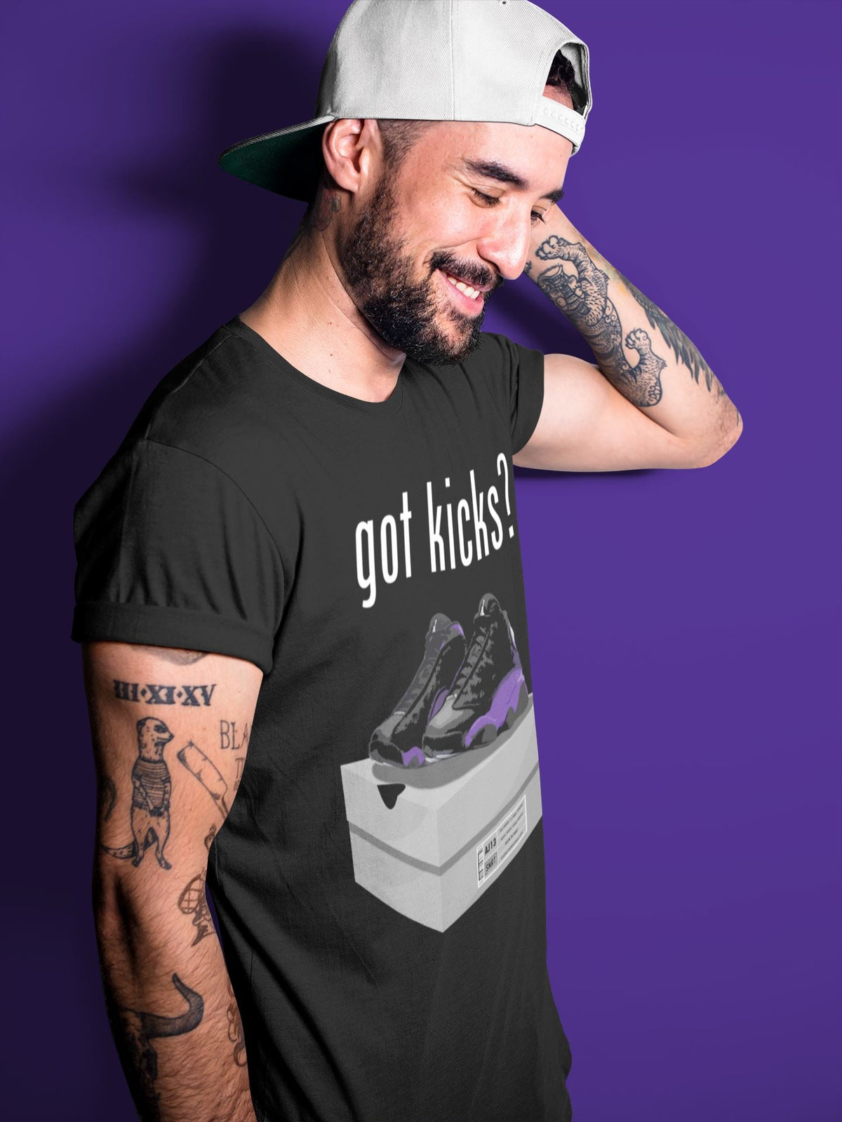 Jordan 13 Court Purple Sneaker Matching T-Shirt Got Kicks Sneaker Tees Jordan 13 Court Purple Sneaker Release Tees Crew Neck Tees