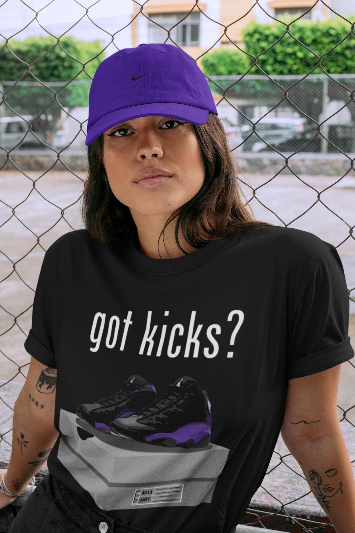 Jordan 13 Court Purple Sneaker Matching T-Shirt Got Kicks Sneaker Tees Jordan 13 Court Purple Sneaker Release Tees Crew Neck Tees