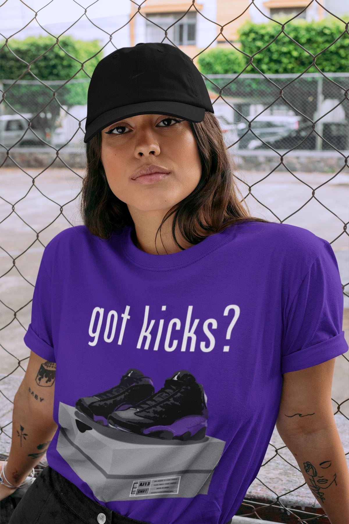 Jordan 13 Court Purple Sneaker Matching T-Shirt Got Kicks Sneaker Tees Jordan 13 Court Purple Sneaker Release Tees Crew Neck Tees