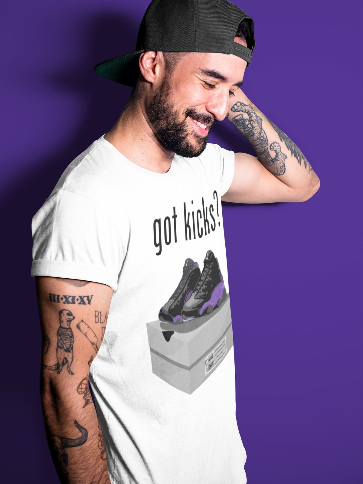 Jordan 13 Court Purple Sneaker Matching T-Shirt Got Kicks Sneaker Tees Jordan 13 Court Purple Sneaker Release Tees Crew Neck Tees
