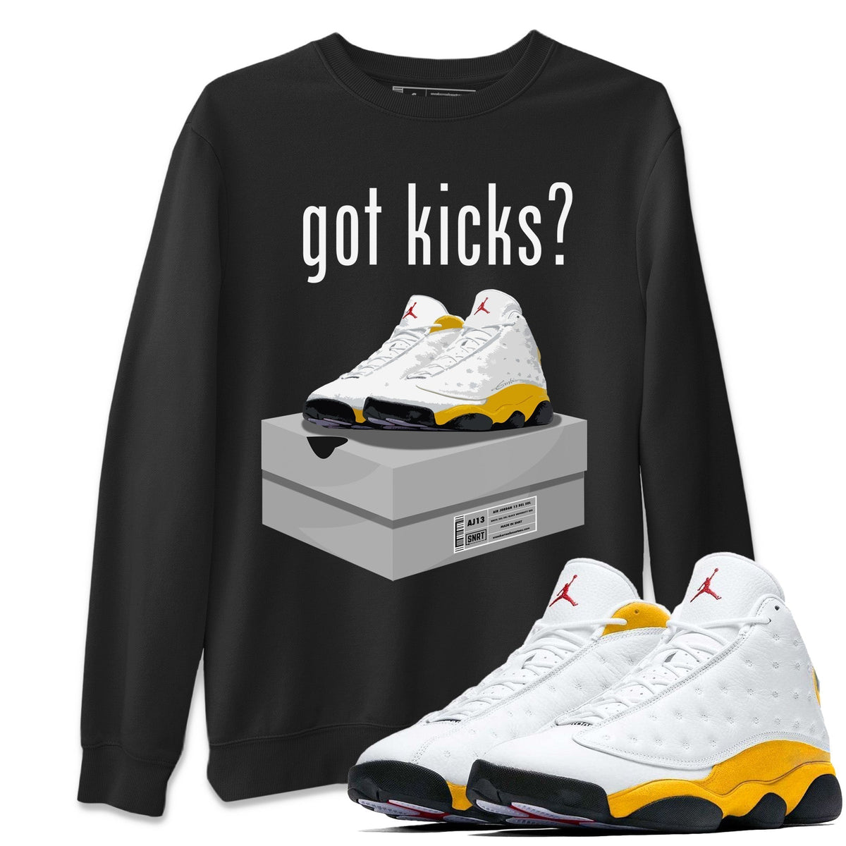 Jordan 13 Del Sol Sneaker Matching T-Shirt Got Kicks Sneaker Tees Jordan 13 Del Sol Sneaker Release Tees Crew Neck Tees