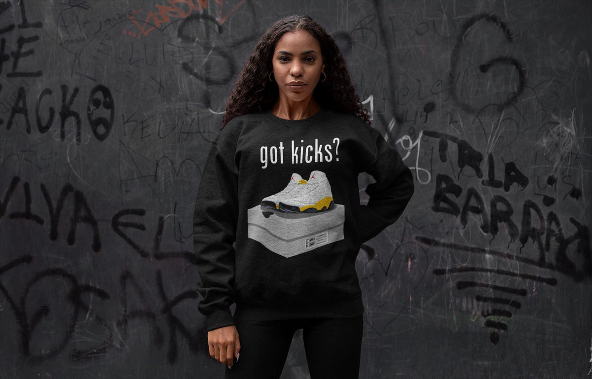 Jordan 13 Del Sol Sneaker Matching T-Shirt Got Kicks Sneaker Tees Jordan 13 Del Sol Sneaker Release Tees Crew Neck Tees