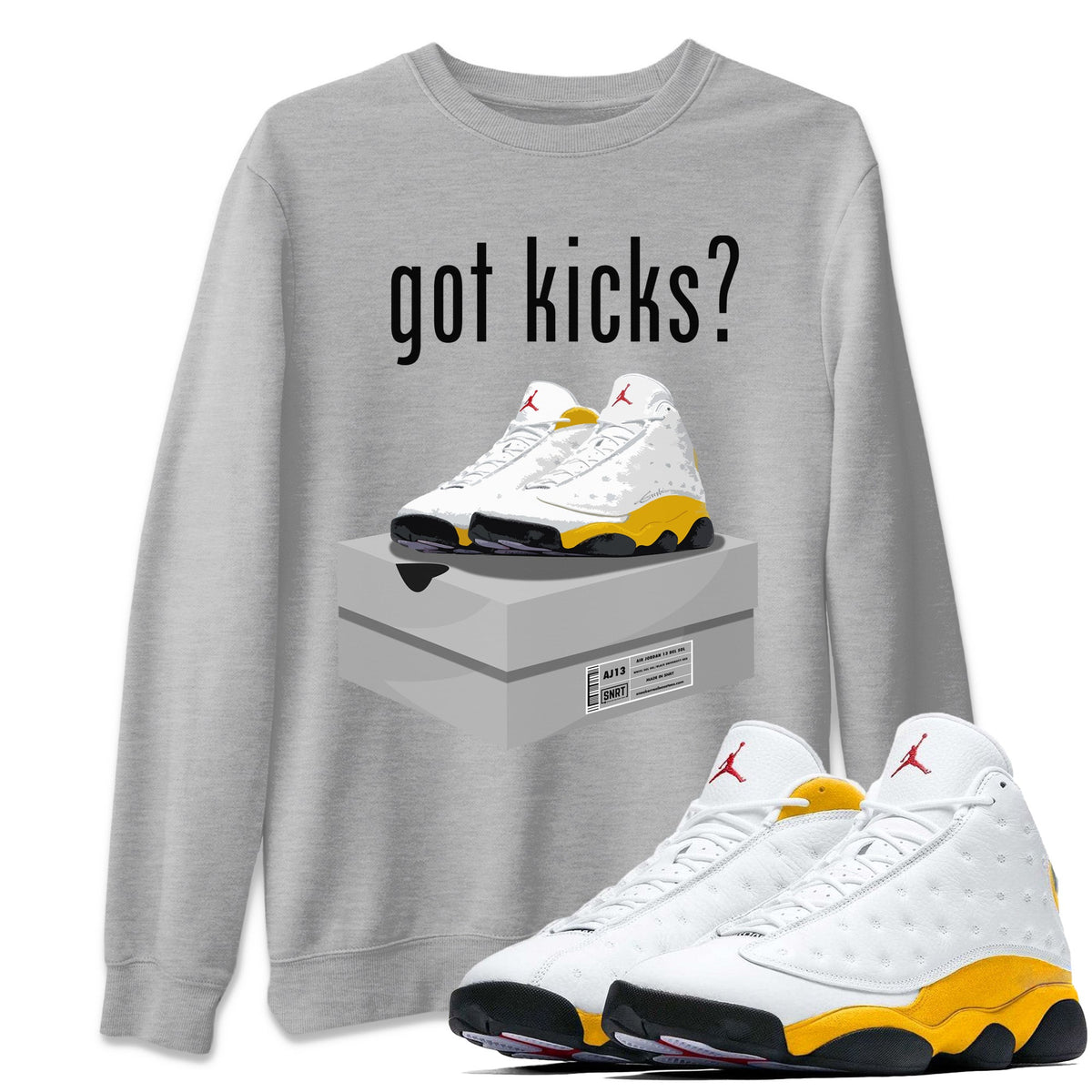 Jordan 13 Del Sol Sneaker Matching T-Shirt Got Kicks Sneaker Tees Jordan 13 Del Sol Sneaker Release Tees Crew Neck Tees