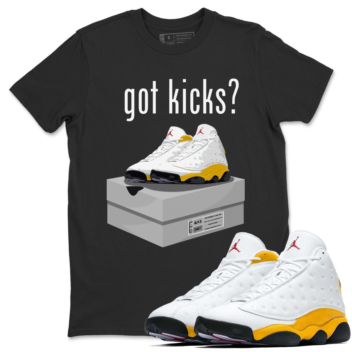 Jordan 13 Del Sol Sneaker Matching T-Shirt Got Kicks Sneaker Tees Jordan 13 Del Sol Sneaker Release Tees Crew Neck Tees
