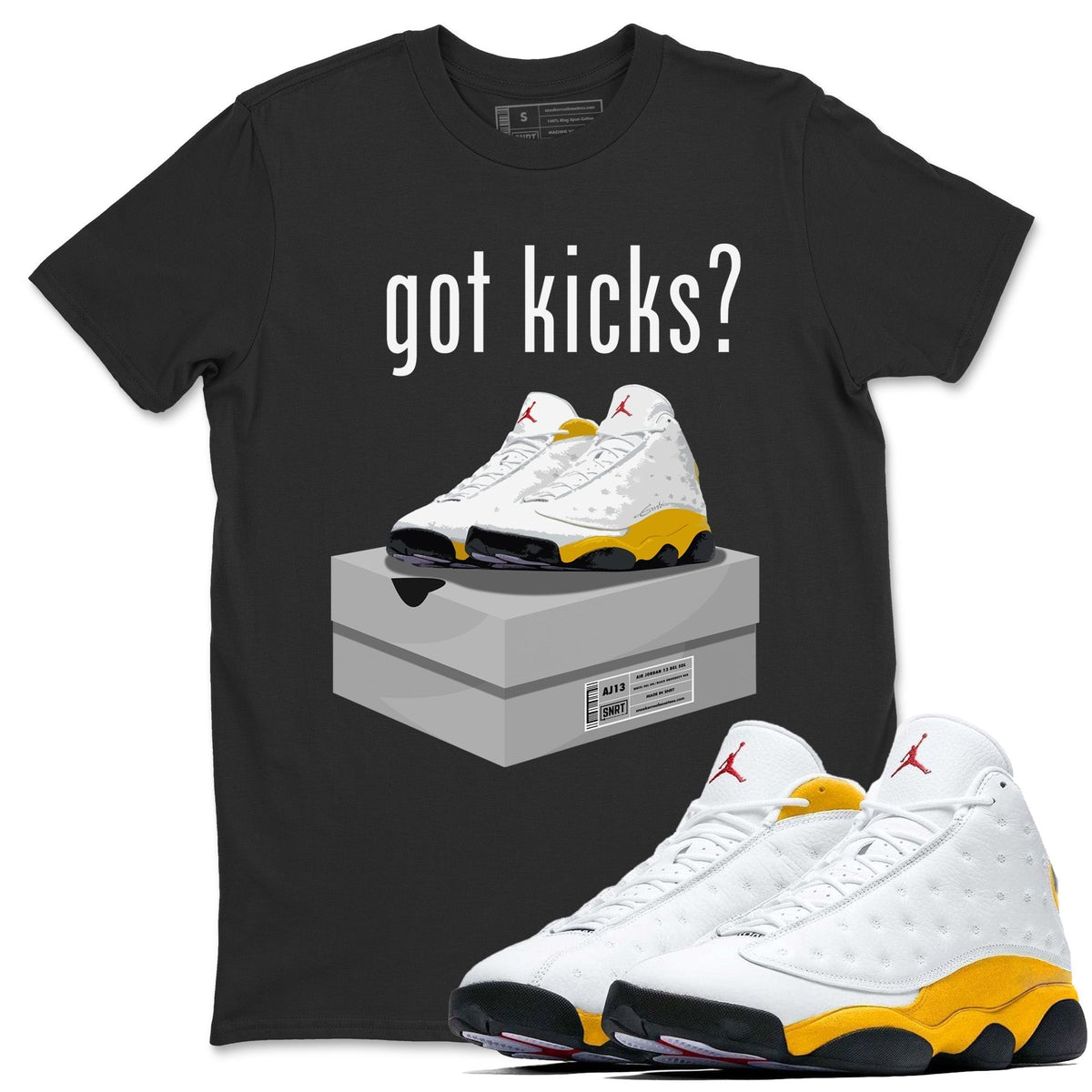 Jordan 13 Del Sol Sneaker Matching T-Shirt Got Kicks Sneaker Tees Jordan 13 Del Sol Sneaker Release Tees Crew Neck Tees