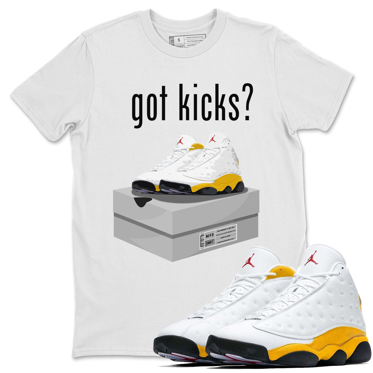 Jordan 13 Del Sol Sneaker Matching T-Shirt Got Kicks Sneaker Tees Jordan 13 Del Sol Sneaker Release Tees Crew Neck Tees