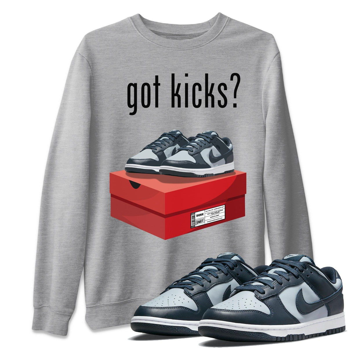 Dunk championship Grey Sneaker Match Tees Got Kicks Sneaker Tees Dunk championship Grey Jordan to match sneaker T-Shirt Crew Neck Shirts
