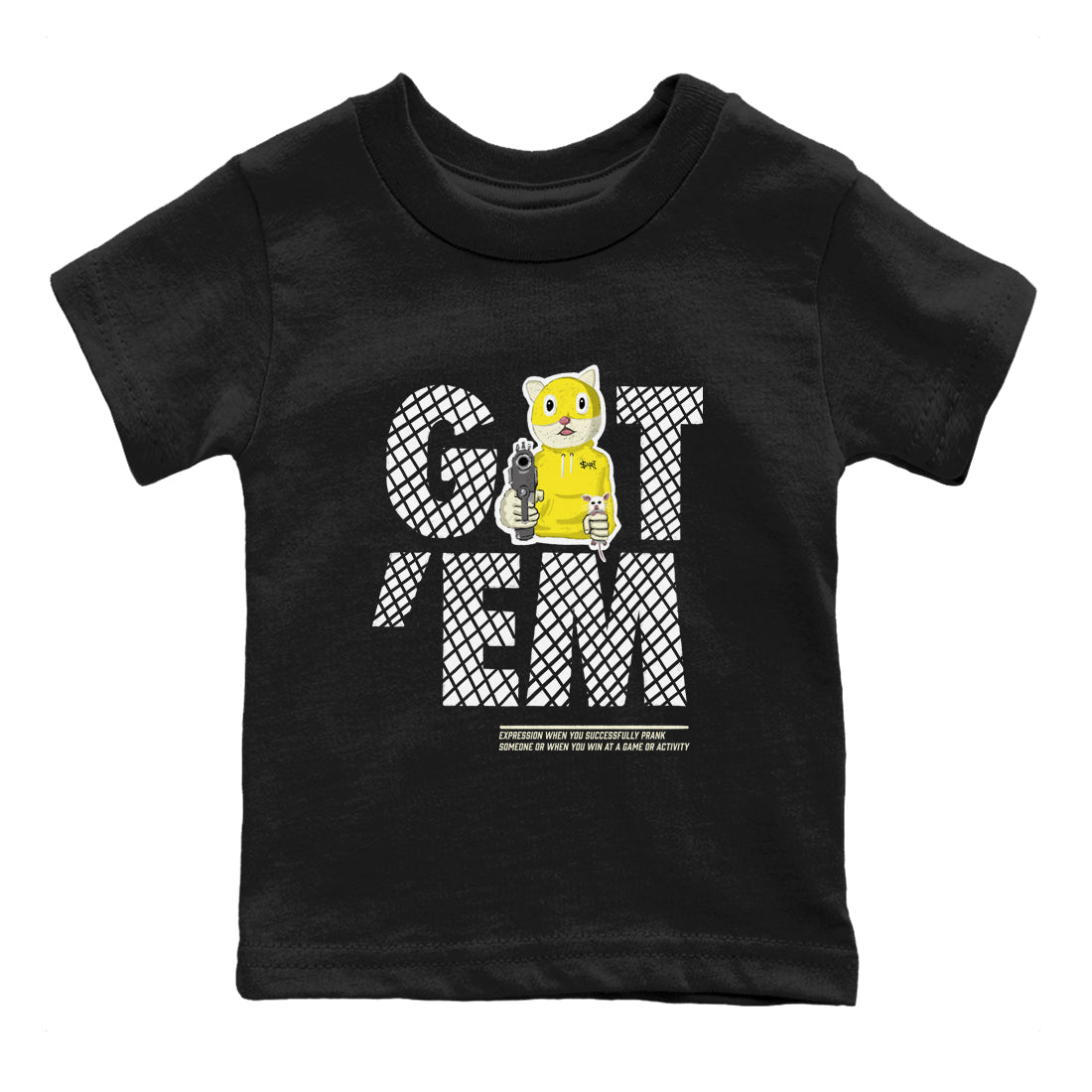4s Vivid Sulfur shirt to match jordans Got'em Cat sneaker tees Air Jordan 4 Retro Vivid Sulfur Drip Gear Zone baby toddler Black 2 cotton Shirt