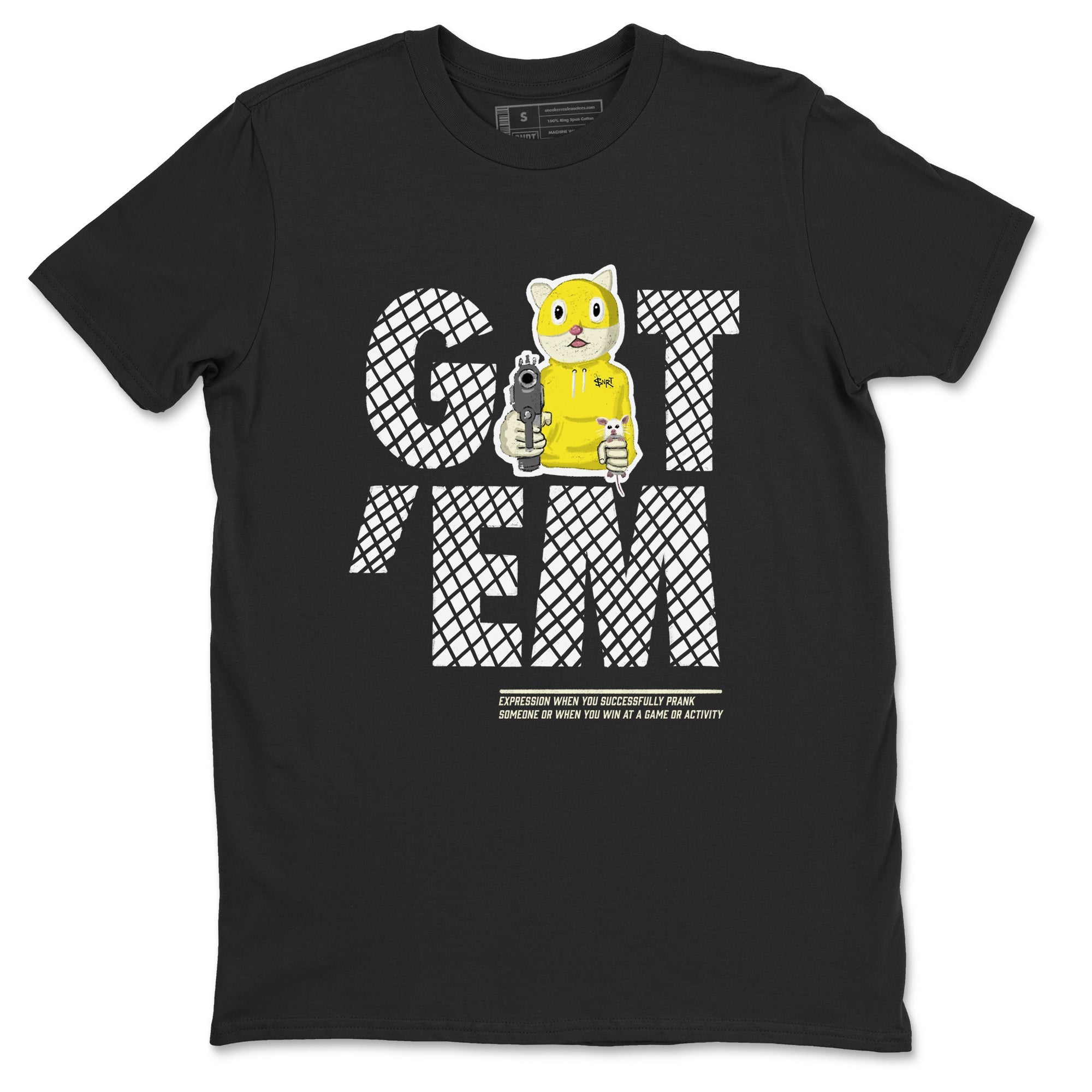 4s Vivid Sulfur shirt to match jordans Got'em Cat sneaker tees Air Jordan 4 Retro Vivid Sulfur Drip Gear Zone unisex cotton Black 2 crew neck shirt