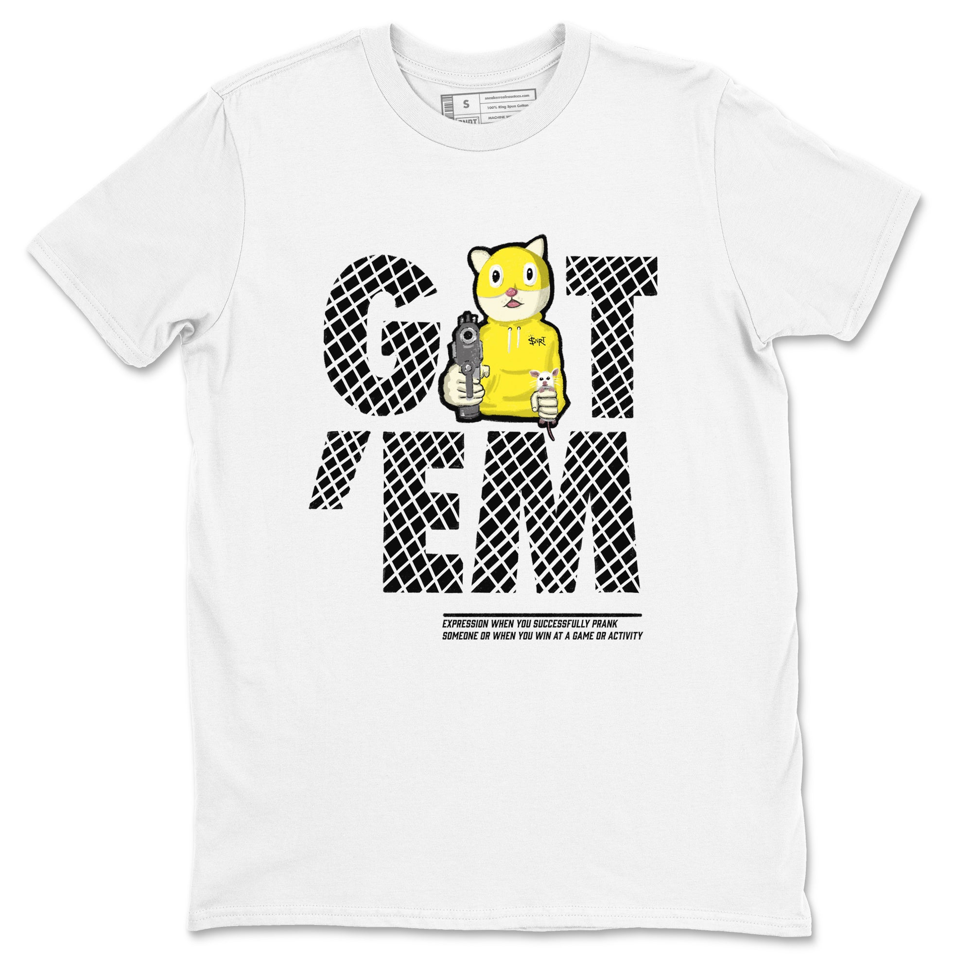 4s Vivid Sulfur shirt to match jordans Got'em Cat sneaker tees Air Jordan 4 Retro Vivid Sulfur Drip Gear Zone unisex cotton White 2 crew neck shirt