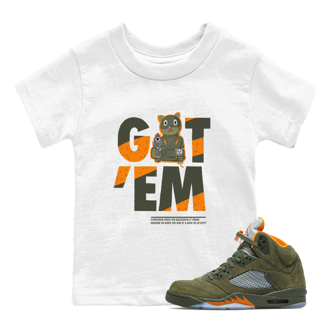 5s Olive shirt to match jordans Got'em Cat sneaker tees Air Jordan 5 Retro Olive Drip Gear Zone baby toddler White 1 cotton Shirt