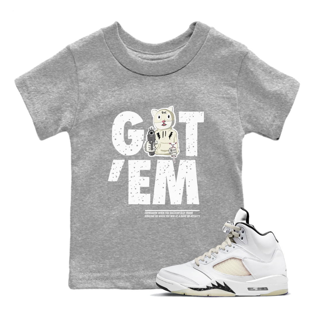 5s Sail shirt to match jordans Got'em Cat sneaker tees Air Jordan 5 SE Sail Drip Gear Zone baby toddler Heather Grey 1 cotton Shirt