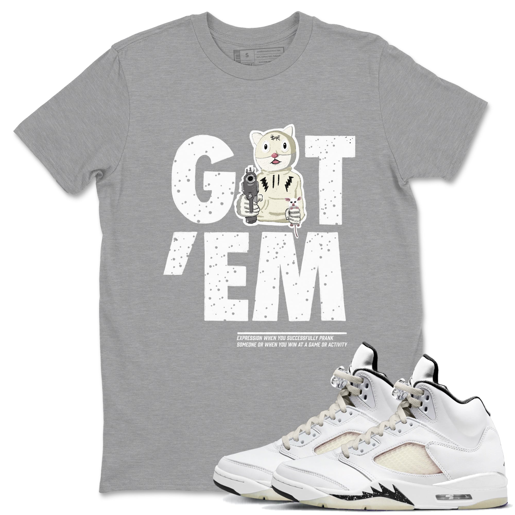 5s Sail shirt to match jordans Got'em Cat sneaker tees Air Jordan 5 SE Sail Drip Gear Zone unisex cotton Heather Grey 1 crew neck shirt