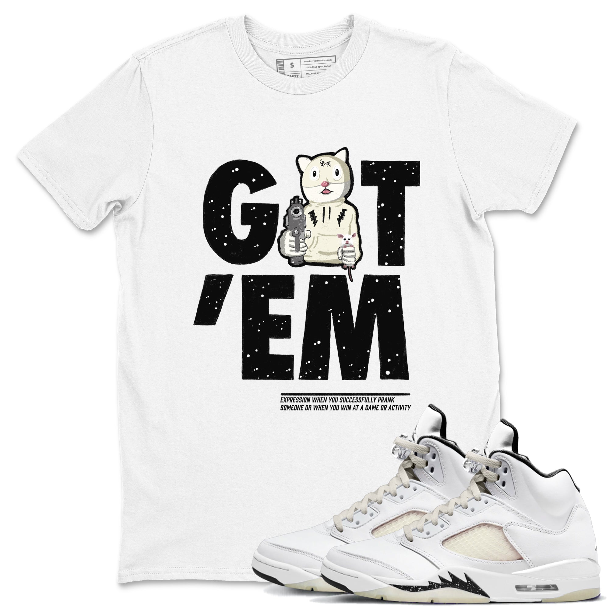 5s Sail shirt to match jordans Got'em Cat sneaker tees Air Jordan 5 SE Sail Drip Gear Zone unisex cotton White 1 crew neck shirt