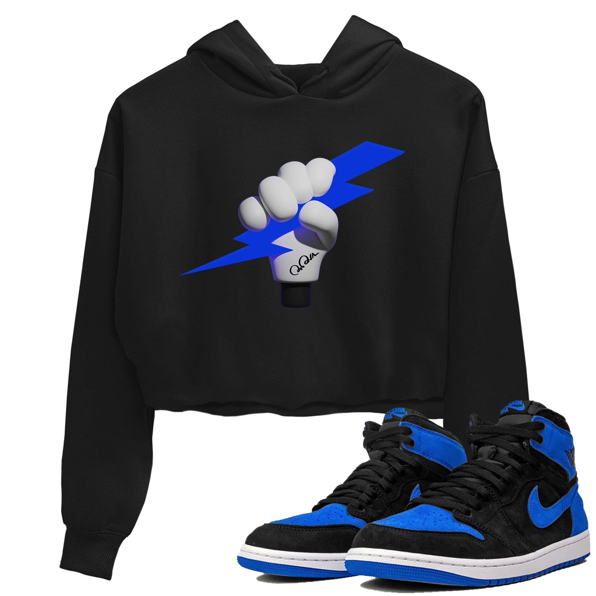 Air Jordan 1 Royal Reimagined shirt to match jordans Grab The Thunder sneaker tees AJ1 OG HIGH Royal Reimagined Drip Gear Zone Black 1 Crop T-Shirt