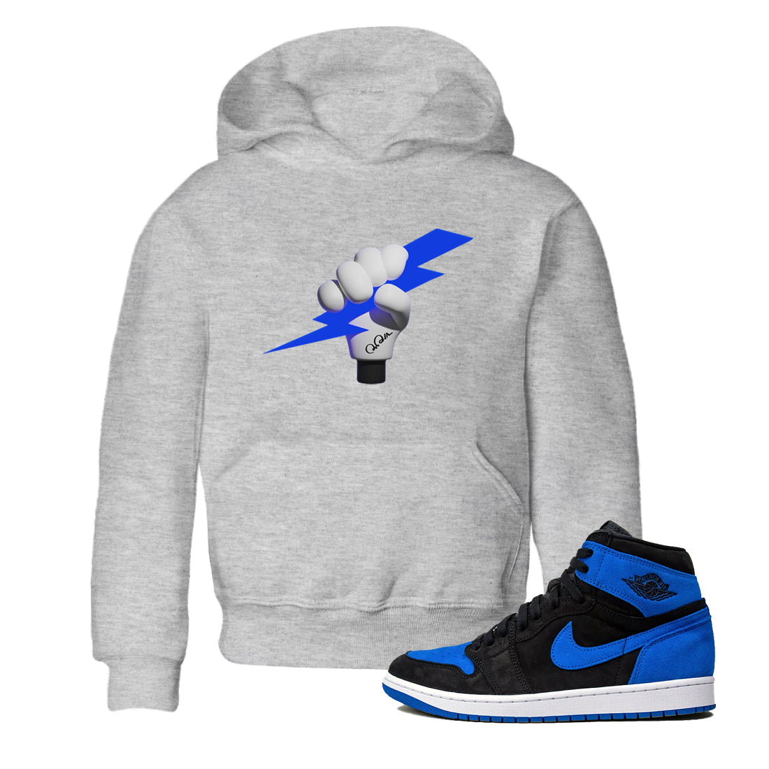 Air Jordan 1 Royal Reimagined shirt to match jordans Grab The Thunder sneaker tees AJ1 OG HIGH Royal Reimagined Drip Gear Zone Kids Baby Toddler sneaker shirts Heather Grey 1 T-Shirt