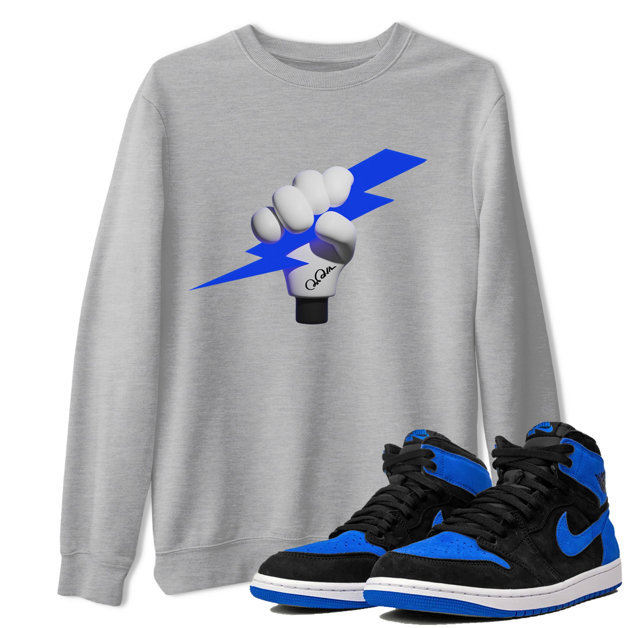 Air Jordan 1 Royal Reimagined shirt to match jordans Grab The Thunder sneaker tees AJ1 OG HIGH Royal Reimagined Drip Gear Zone Unisex Sneaker Tees and Sneaker Match T-Shirt Heather Grey 1 T-Shirt