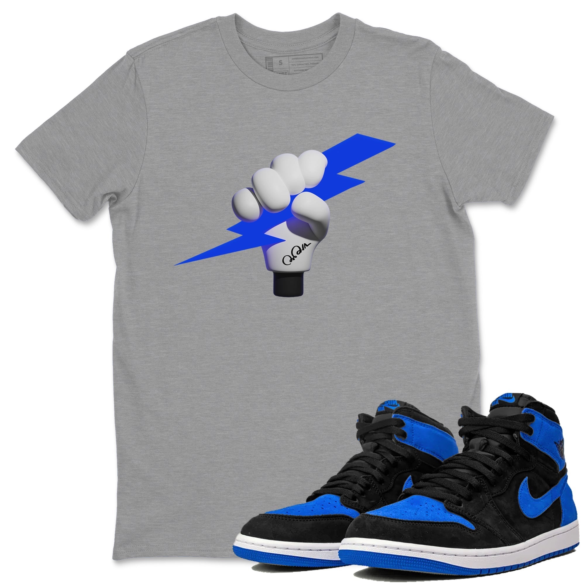 Air Jordan 1 Royal Reimagined shirt to match jordans Grab The Thunder sneaker tees AJ1 OG HIGH Royal Reimagined Drip Gear Zone Unisex Sneaker Tees and Sneaker Match T-Shirt Heather Grey 1 T-Shirt