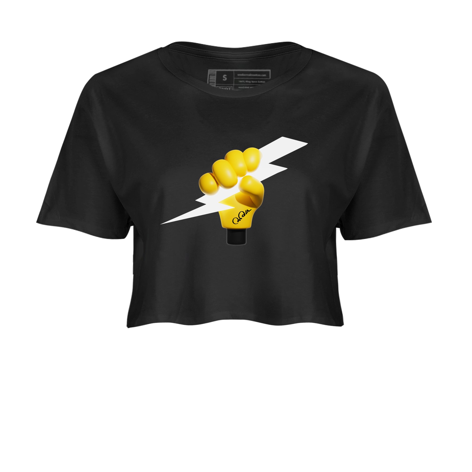 1s Yellow Ochre shirt to match jordans Grab The Thunder sneaker tees streetwear brand Air Jordan 1 Yellow Ochre Drip Gear Zone Brand Black 2 crop length shirt