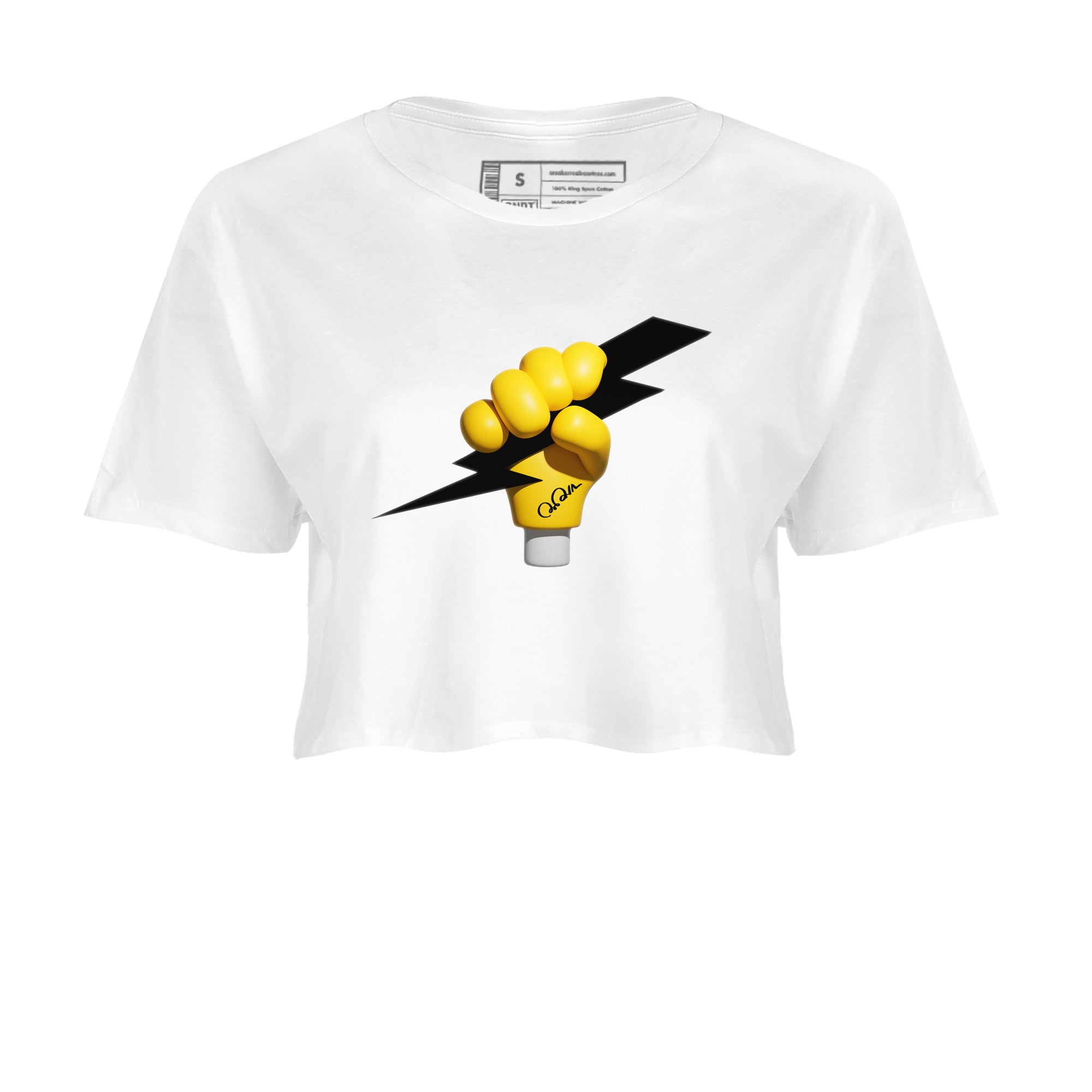 1s Yellow Ochre shirt to match jordans Grab The Thunder sneaker tees streetwear brand Air Jordan 1 Yellow Ochre Drip Gear Zone Brand White 2 crop length shirt