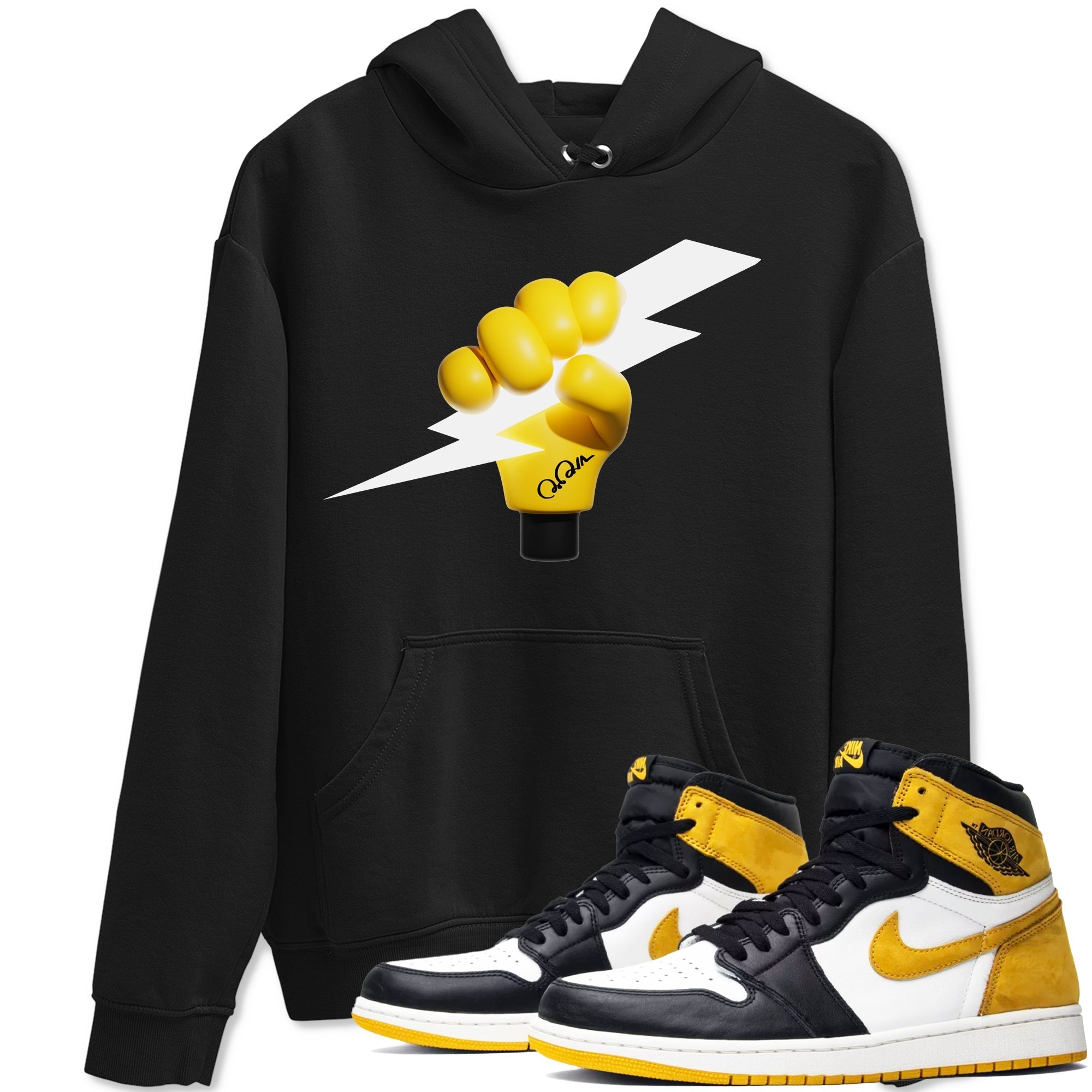 1s Yellow Ochre shirt to match jordans Grab The Thunder sneaker tees streetwear brand Air Jordan 1 Yellow Ochre Drip Gear Zone Brand unisex cotton Black 1 crew neck shirt