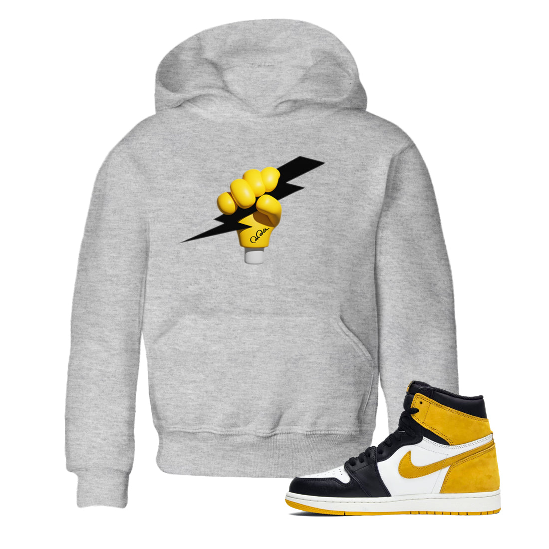 1s Yellow Ochre shirt to match jordans Grab The Thunder sneaker tees streetwear brand Air Jordan 1 Yellow Ochre Drip Gear Zone Brand baby toddler Heather Grey 1 cotton Shirt