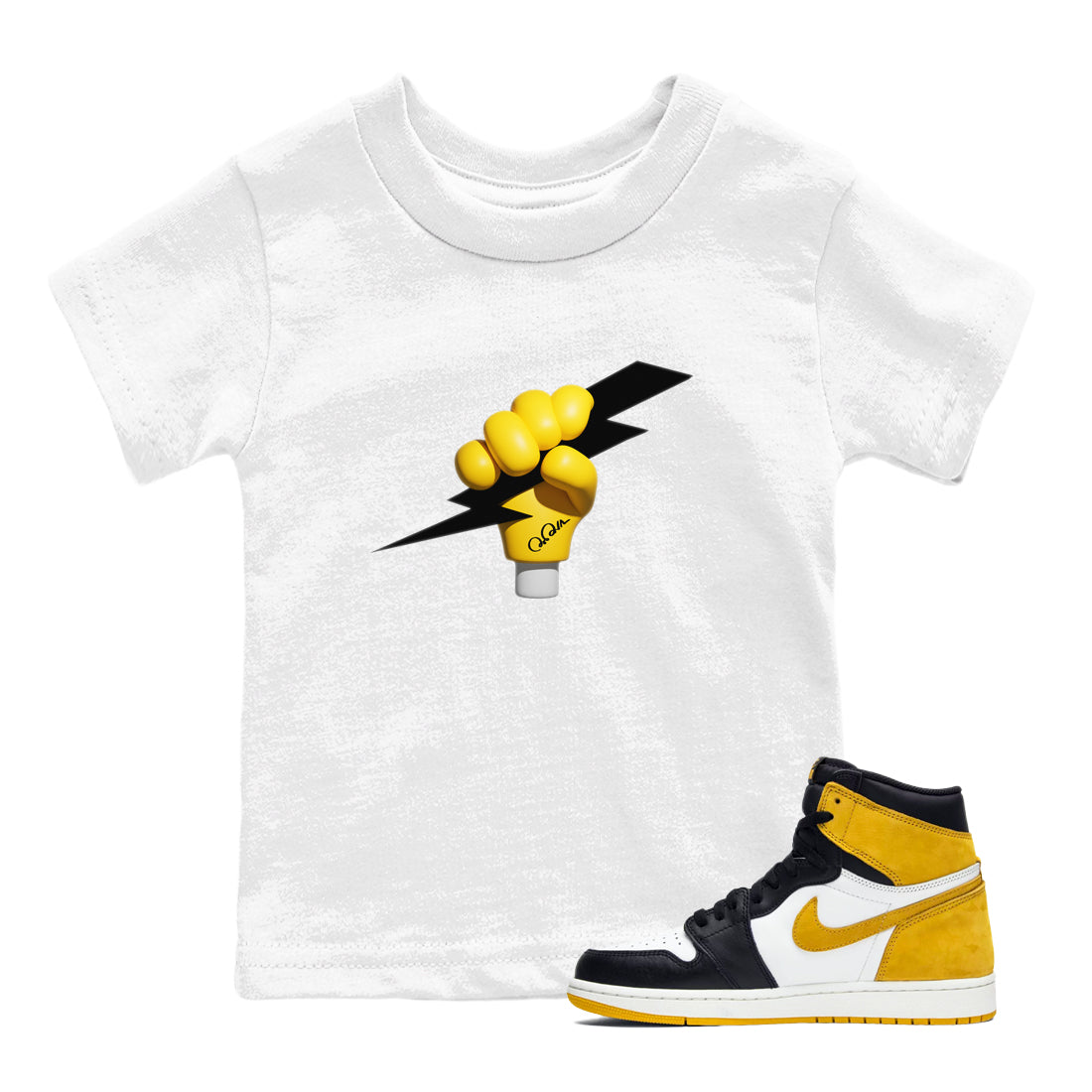 1s Yellow Ochre shirt to match jordans Grab The Thunder sneaker tees streetwear brand Air Jordan 1 Yellow Ochre Drip Gear Zone Brand baby toddler White 1 cotton Shirt