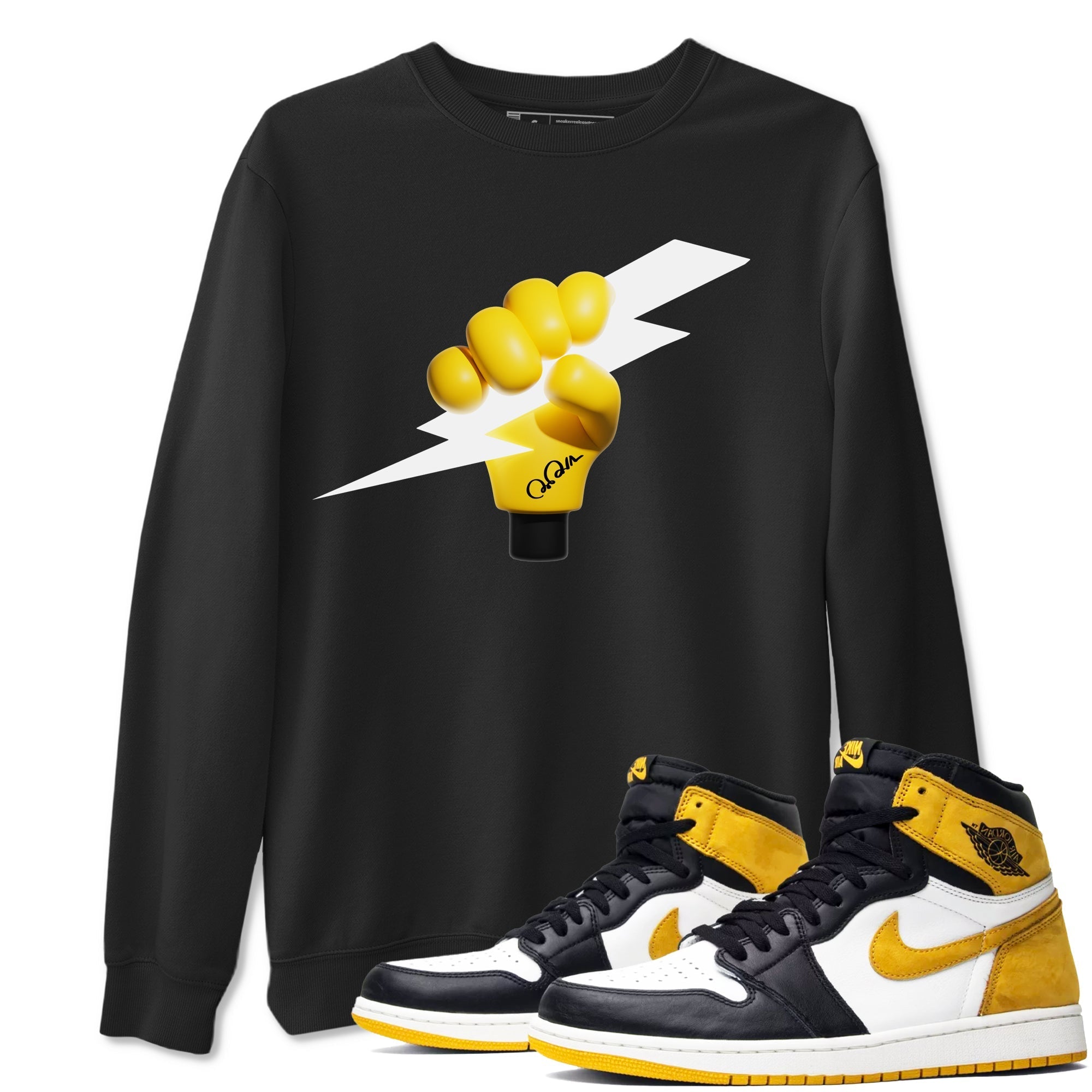 1s Yellow Ochre shirt to match jordans Grab The Thunder sneaker tees streetwear brand Air Jordan 1 Yellow Ochre Drip Gear Zone Brand unisex cotton Black 1 crew neck shirt