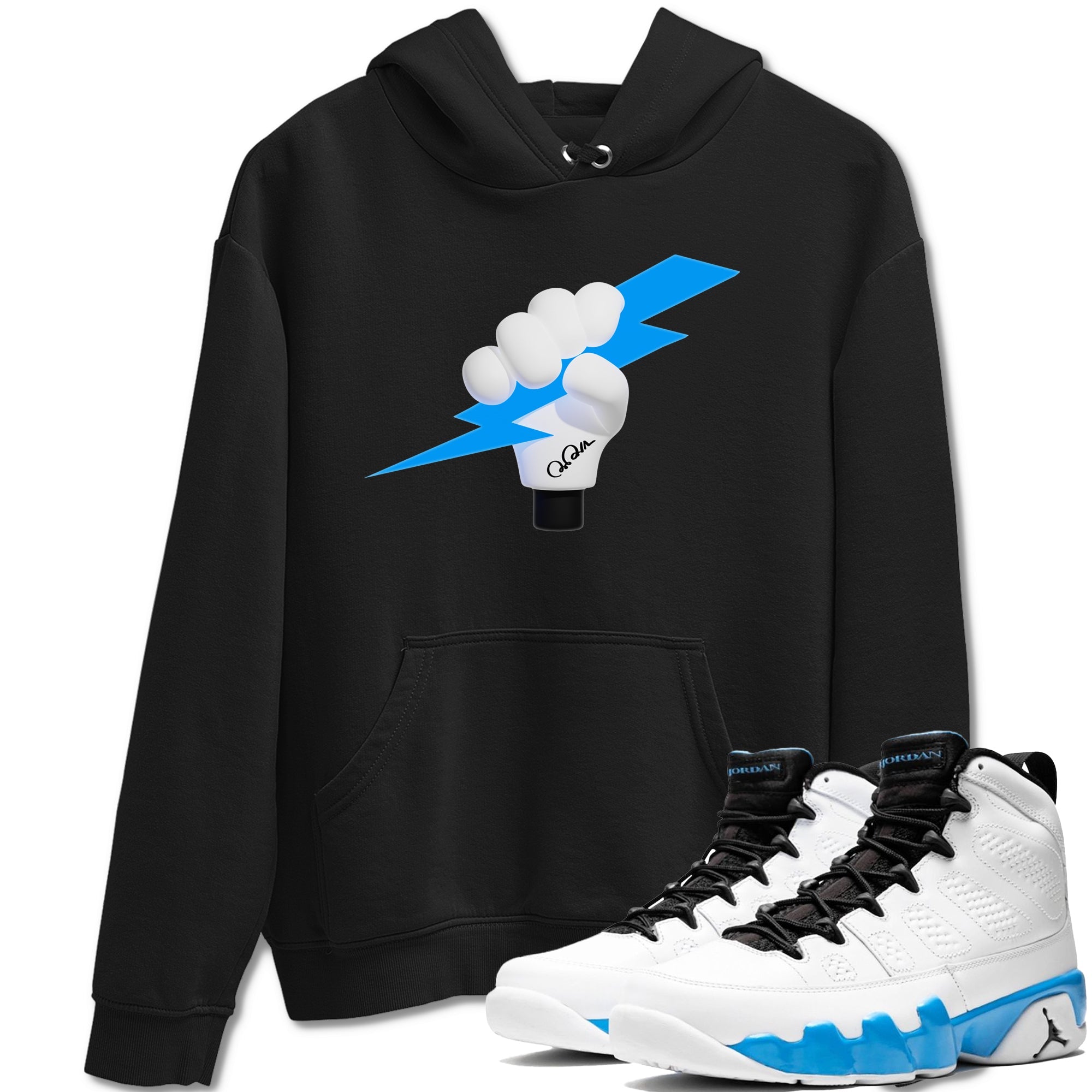 9s Powder Blue shirt to match jordans Grab The Thunder sneaker tees Air Jordan 9 Powder Blue Drip Gear Zone unisex cotton Black 1 crew neck shirt