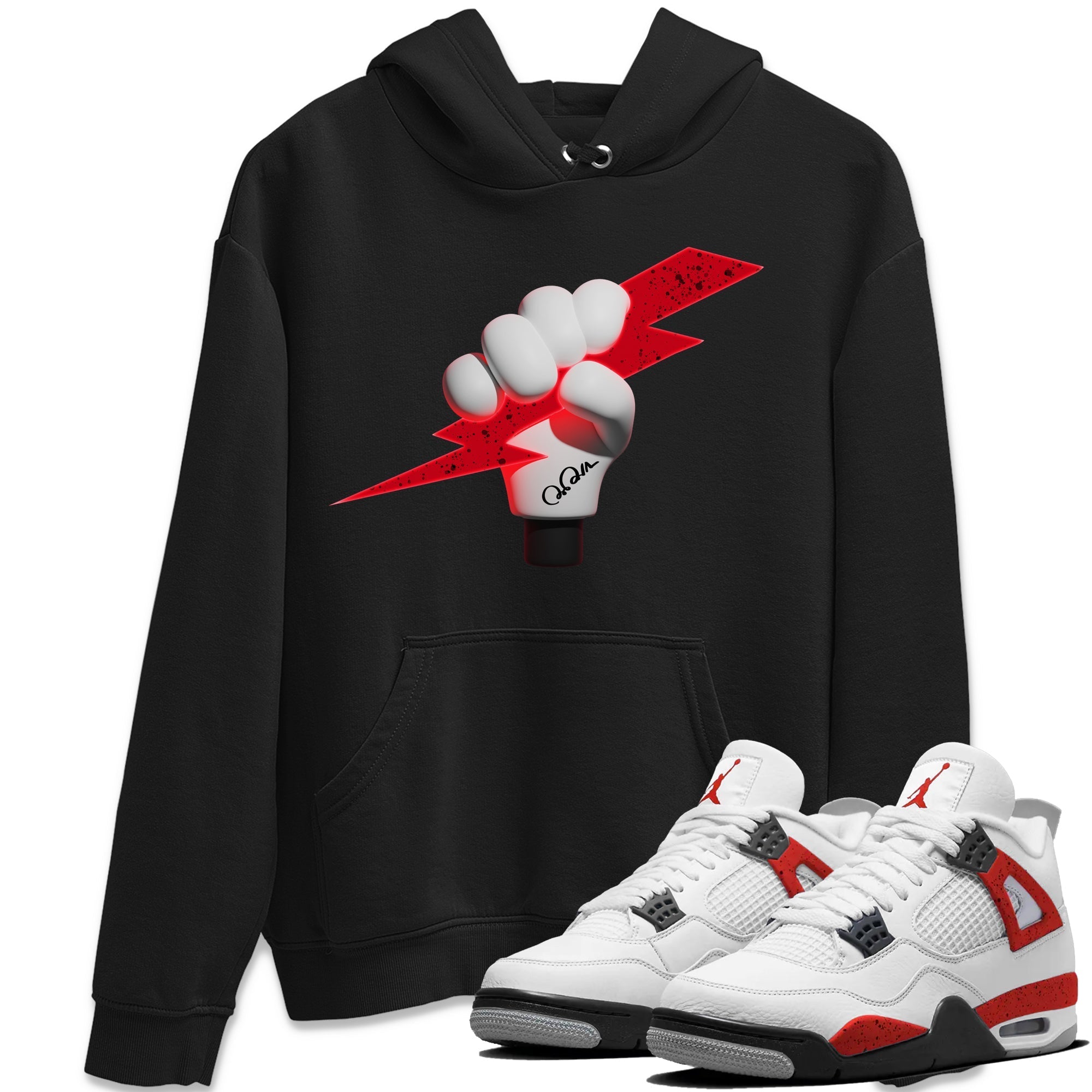Air Jordan 4 Red Cement Sneaker Match Tees Grab Thunder Sneaker Tees AJ4 Retro OG Red Cement Sneaker Release Tees Unisex Shirts Black 1