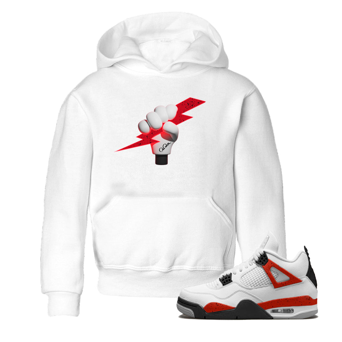 Air Jordan 4 Red Cement Sneaker Match Tees Grab Thunder Sneaker Tees AJ4 Retro OG Red Cement Sneaker Release Tees Kids Shirts White 1