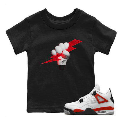 Air Jordan 4 Red Cement Sneaker Match Tees Grab Thunder Sneaker Tees AJ4 Retro OG Red Cement Sneaker Release Tees Kids Shirts Black 1
